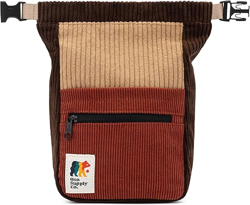 Miniatura 11 de Cubo boulder de pana retro, bolsa de tiza independiente de gran tamaño para escalada en roca, cierre magnético enrollable, bucles de doble cepillo