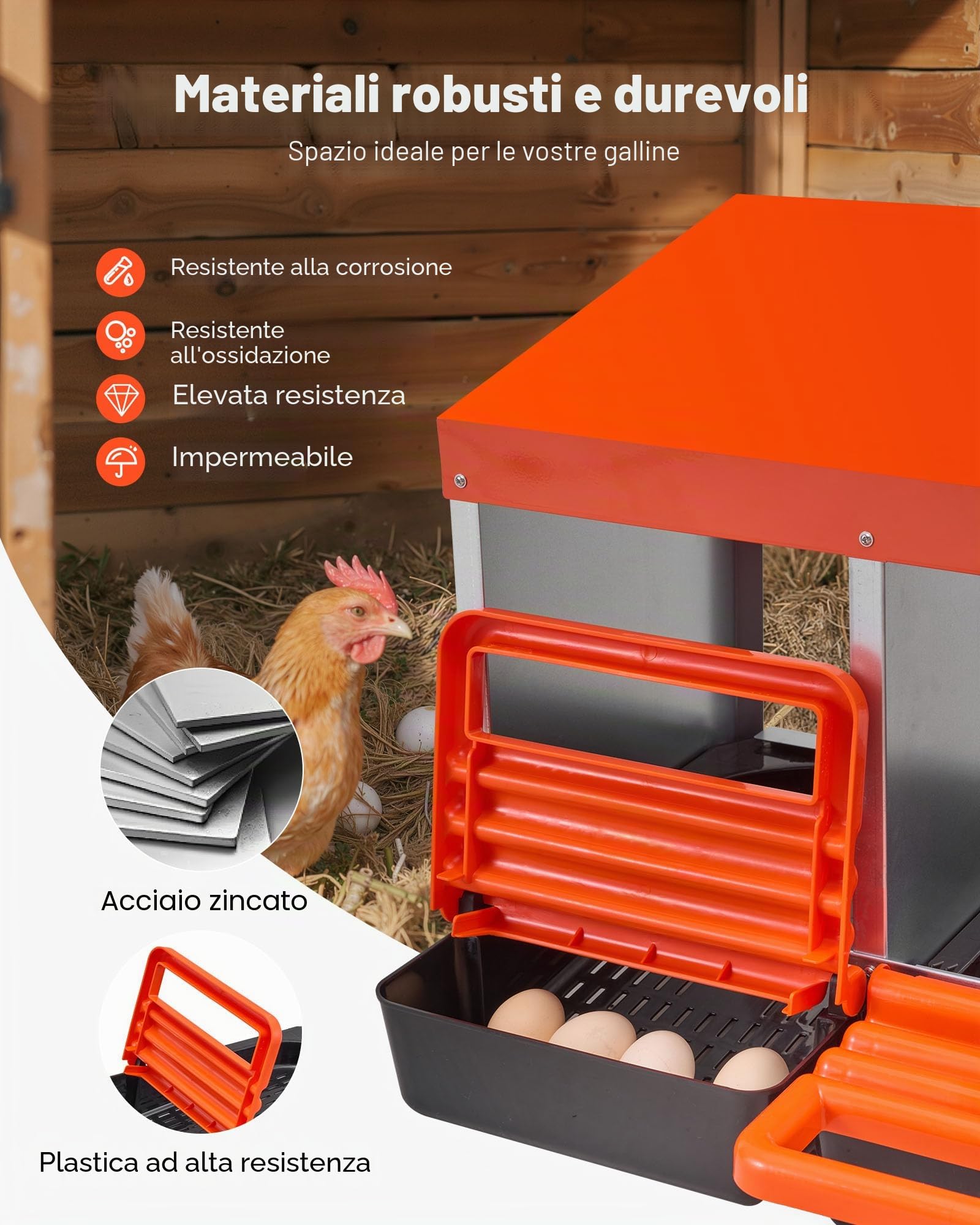 VEVOR Nido per Galline a 2 Livelli Nido per Raccolta Uova con 10 Scomparti, Scatole per Deposizione delle Uova in Metallo con Coperchi Protettivi, Estraibile, per Galline, Anatre