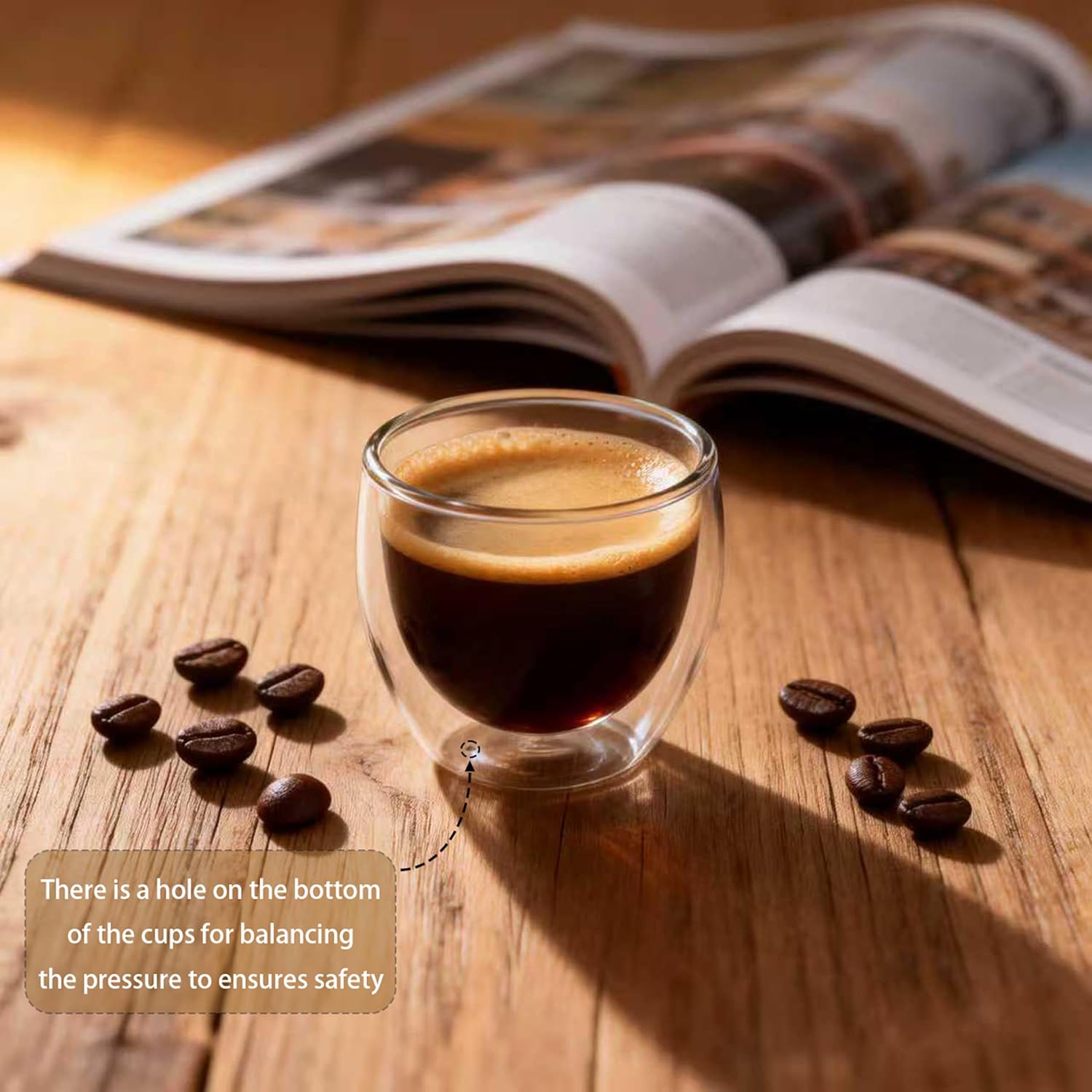 Double Walled Espresso Cups, 5oz Clear Expresso Mugs, Small Insulated Espresso glasses for Coffee Machines, Set of 2 - Image 6