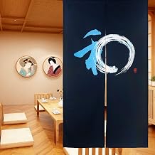 LIGICKY Noren Japanese Style Doorway Curtain Long Type Door Tapestry Window Treatment for Home Decoration 85 x 150 cm, Navy Blue Traditional Fortune Character Pattern