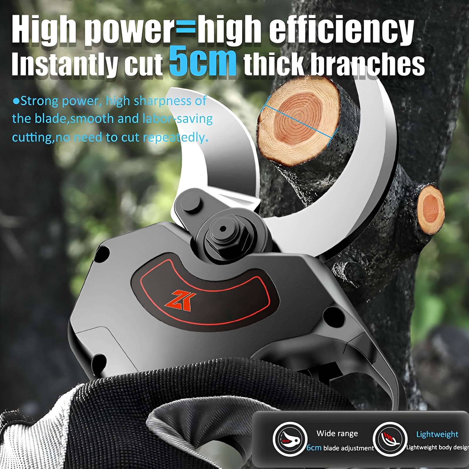 Forbici da potatura elettriche Professionali, Inserti Senza Fili per Giardinaggio, con Doppia Batteria e Lame di Ricambio Extra, attrezzo per potatura Alberi e Giardino.