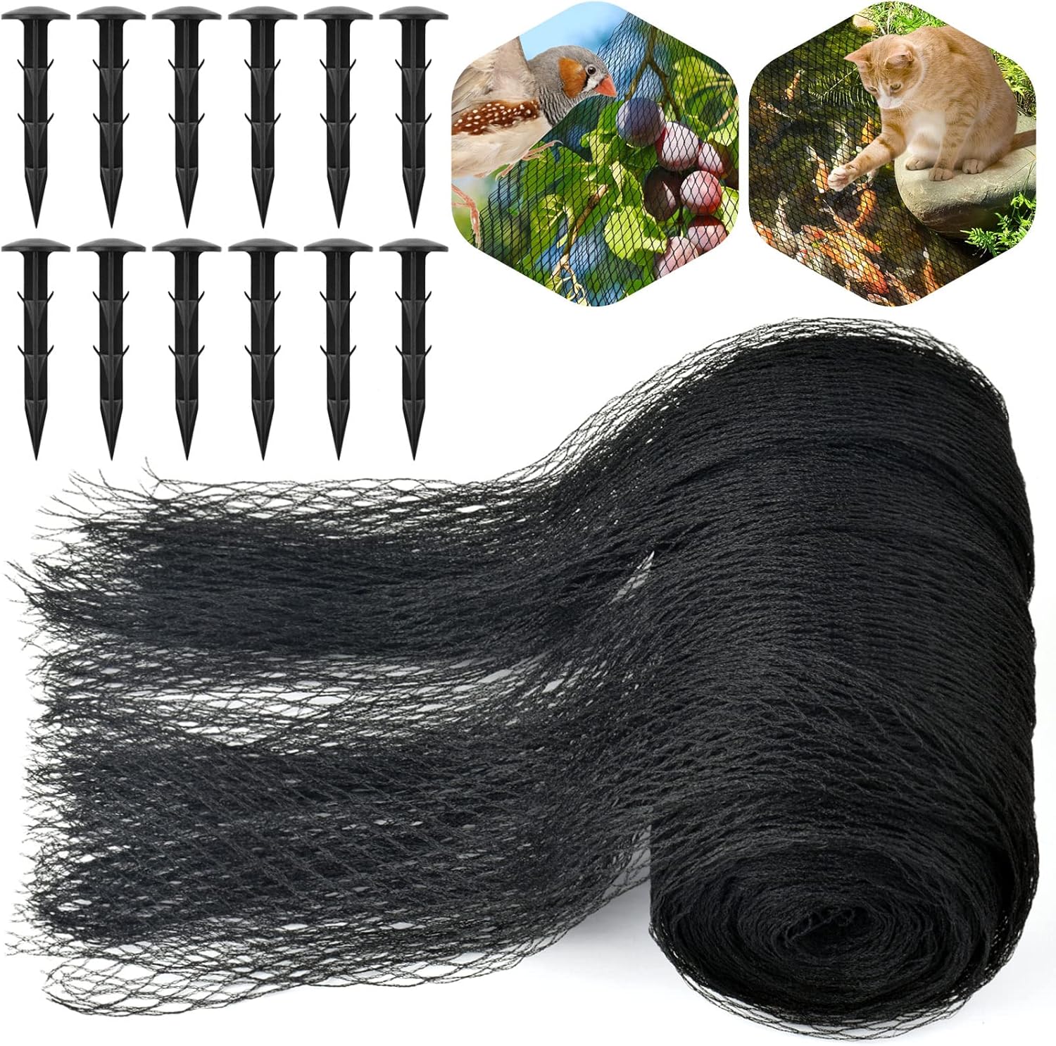 PACETAP Pond Netting Kit 15 x 20 Ft,Pond Netting for Leaves,Koi Pond Cover,Heavy Duty Koi Pond Netting,Pool Protective Cover Netting Protecting Koi Fish from Birds, Cats -Stakes Included 15x20