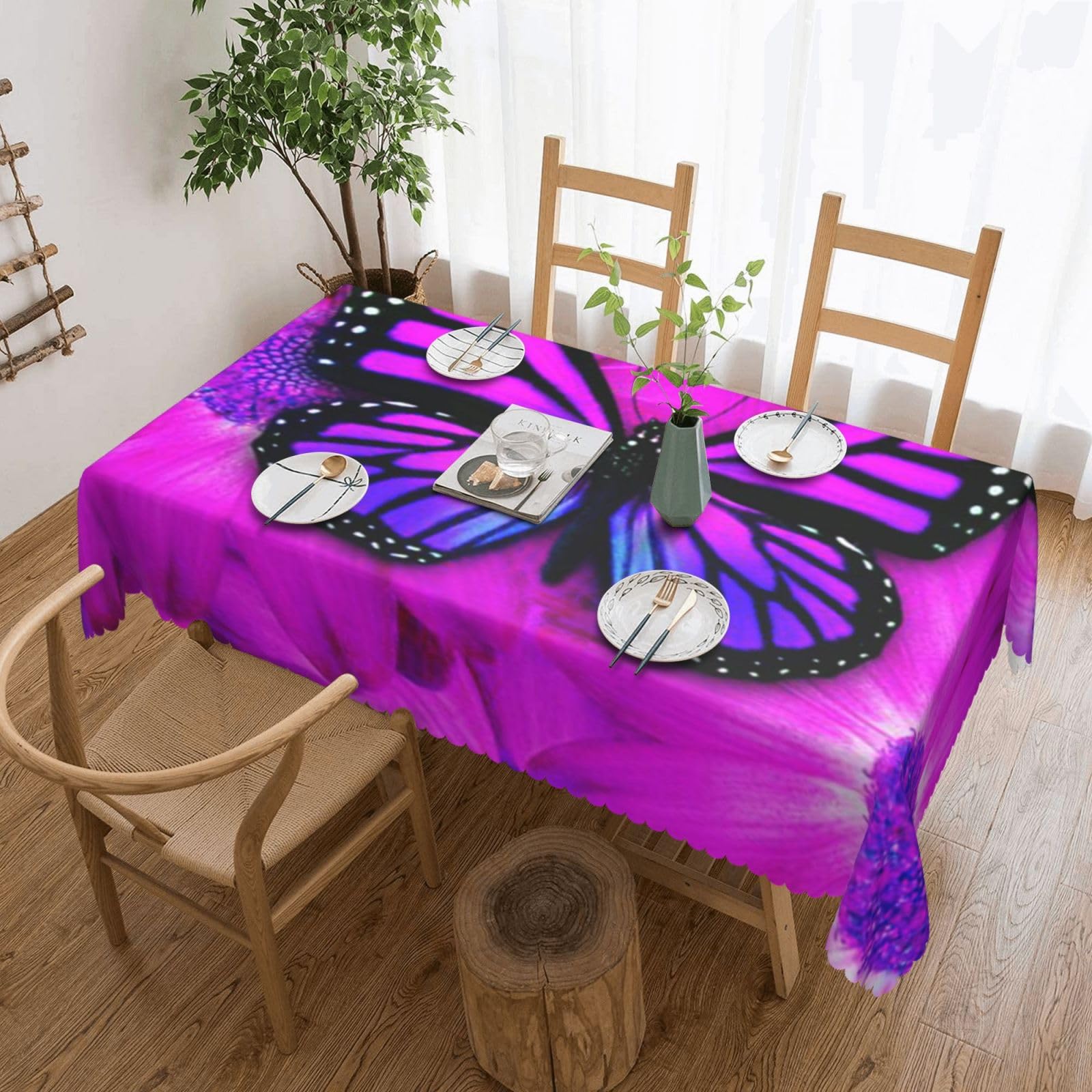 Nappe rectangulaire violette de qualité supérieure à motif floral OUSIKA 137x183