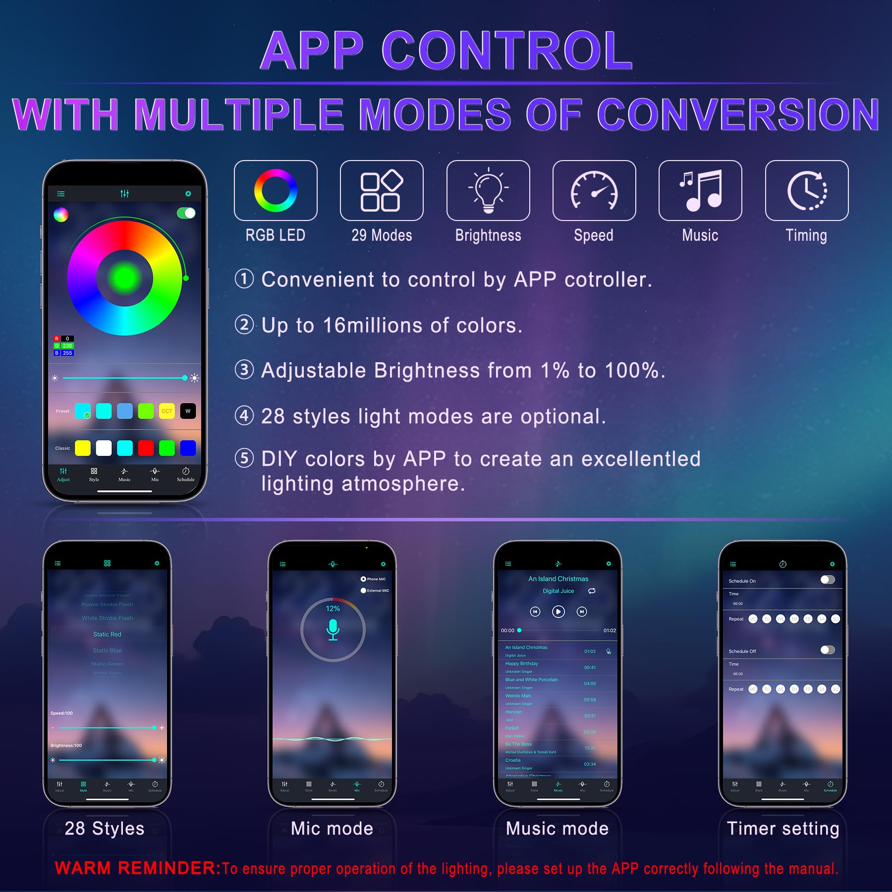 LivTee Smart LED Car Lights Interior with USB Port, LED Strip Fiber Optic Ambient Lighting Car, Wireless App Control, Sync to Music, Car Decorations Interior Accessories Gifts for Women Men, 6 in 1