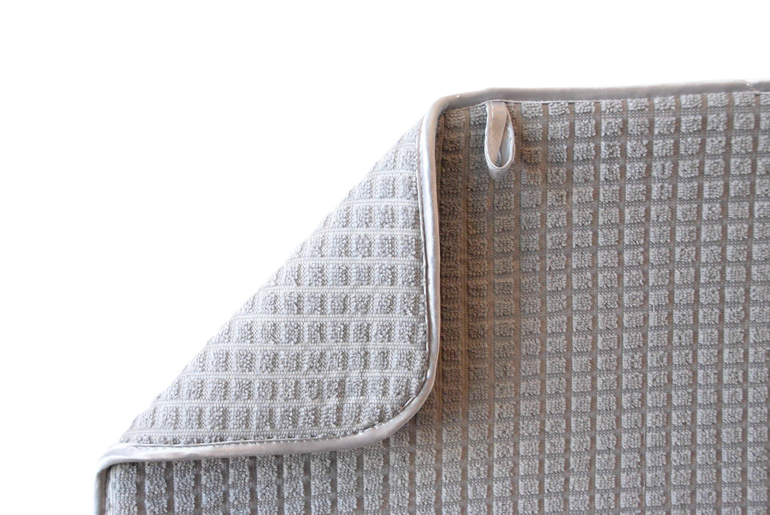 XL Dish Drying Mat by PorchToPatio, Microfiber, 15” x 20” Inch, Dual Sided, Gray