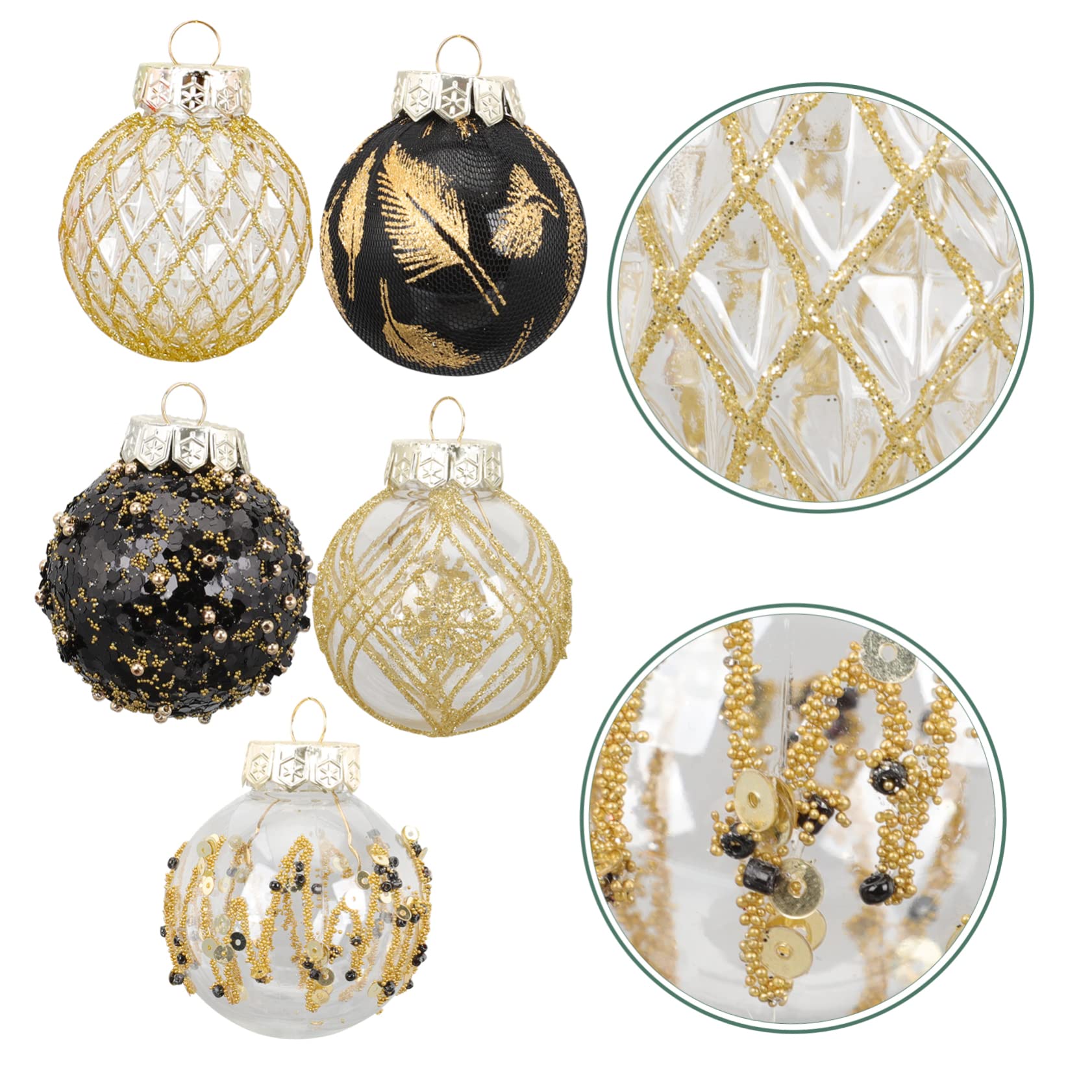 DECHOUS Bruchsichere Weihnachtskugeln in Schwarz aus Kunststoff 25 Stück als Hängende Weihnachtsdekoration für Festliche Anlässe und Garten