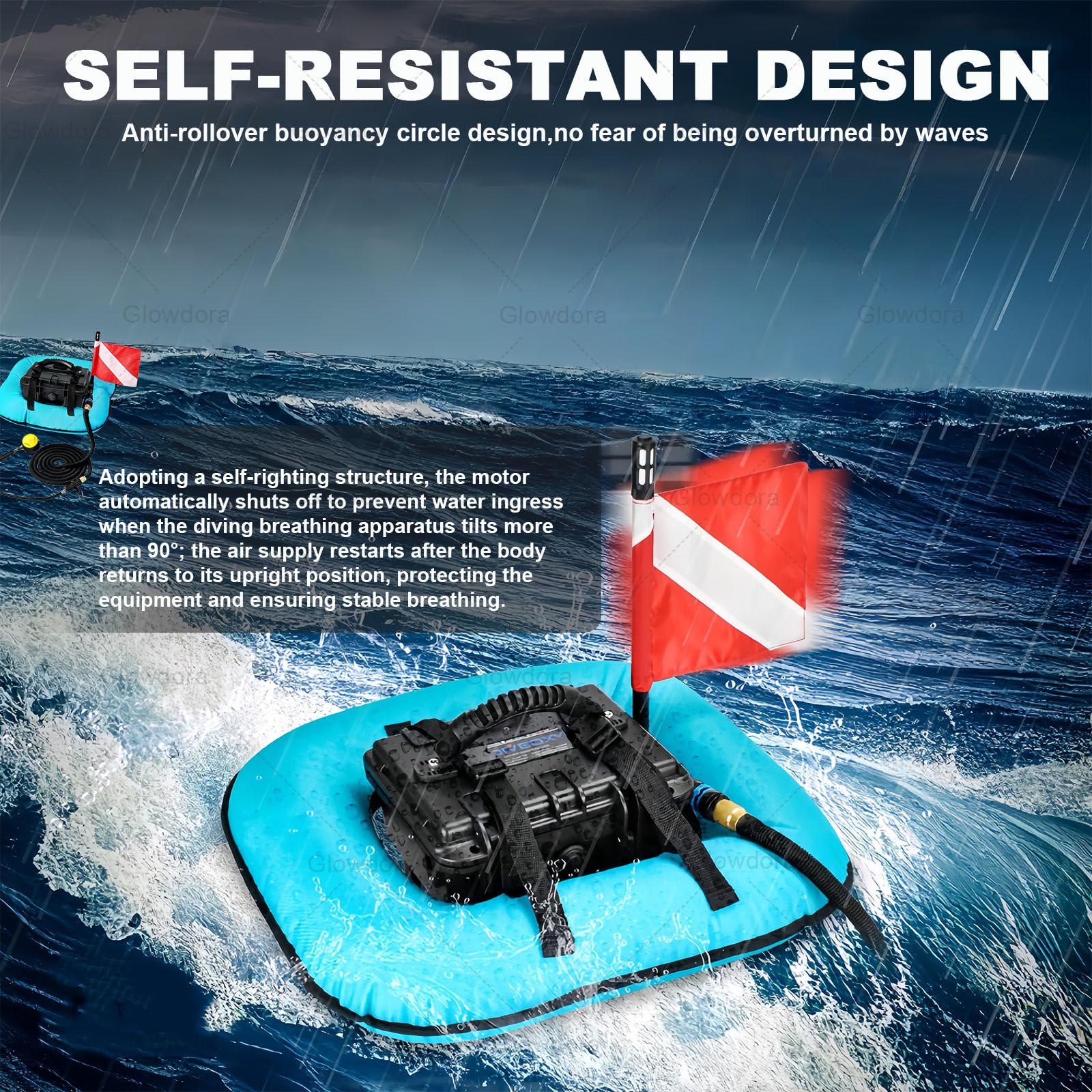 Sistemas de ventilación para Buceo Red | Equipo de buceo, bomba de aire flotante con tubo telescópico y regulador de respiración para snorkel subacuático.