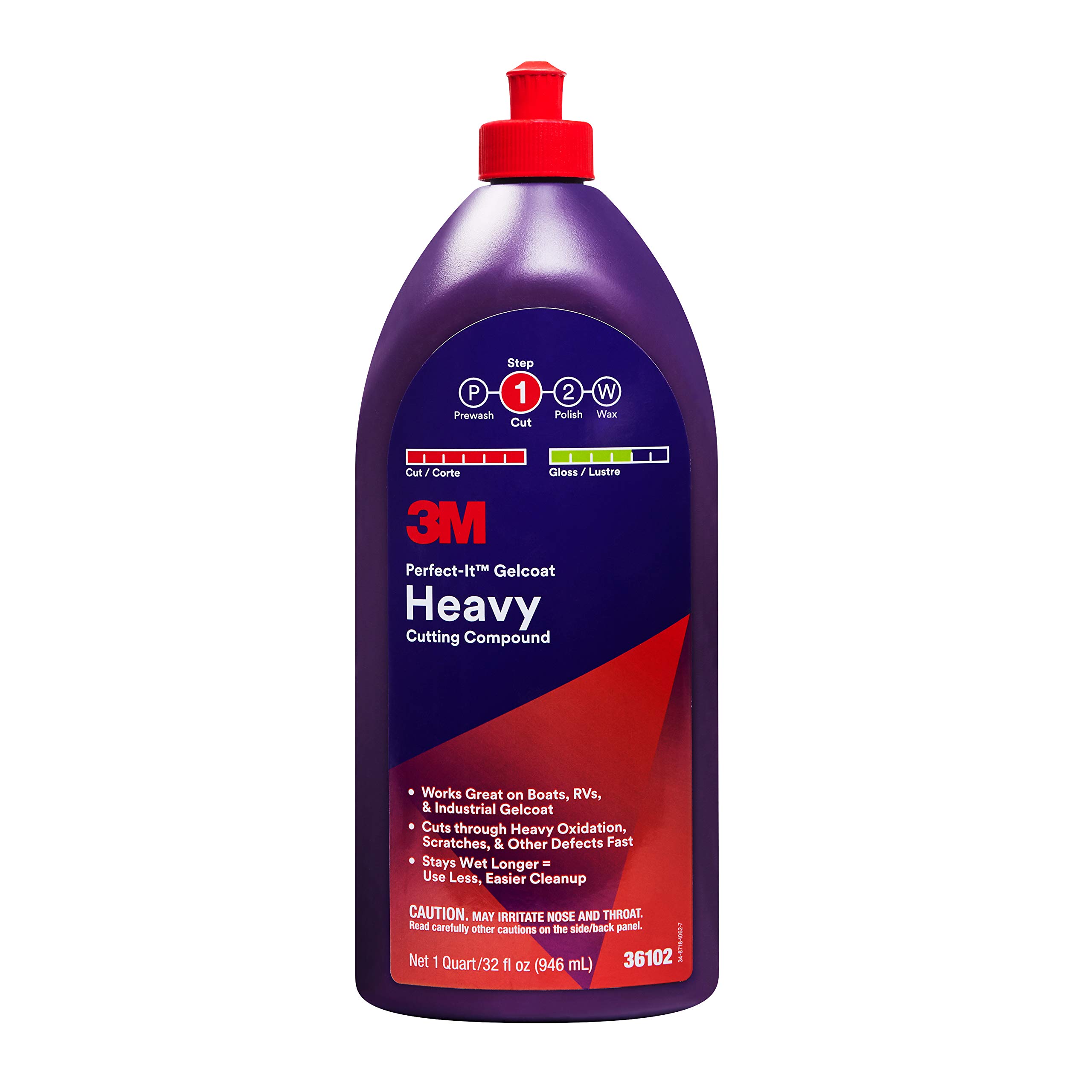 Perfect-It 36102 White Gelcoat Heavy Cutting Compound (Quart 946 mL), 32. Fluid_Ounces