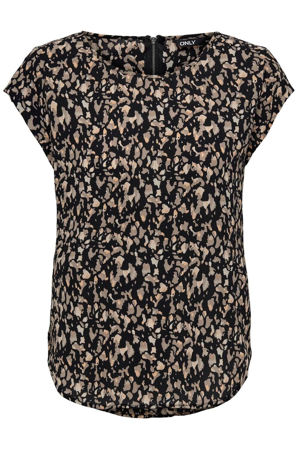 Bestseller A/S Women's Onlvic S/S Top Noos Ptm T-Shirt, Black/AOP: cora Graphic, 10