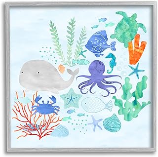 Stupell Industries Nautical Sea Life Creatures Swimming Ocean Floor, Design by Erica Billups
