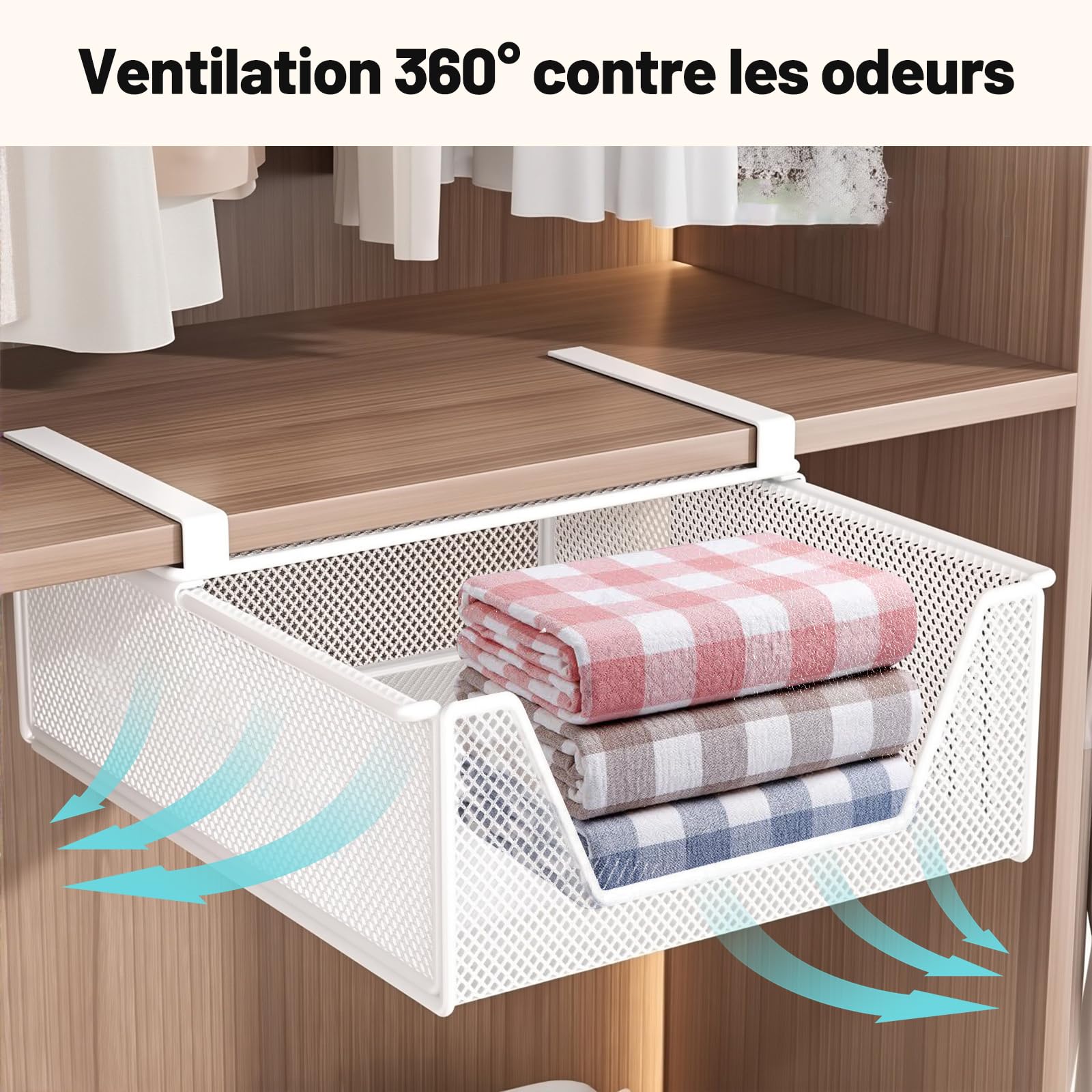 Folpus Panier à Tiroir Coulissant Suspendu, Panier De Rangement Sous