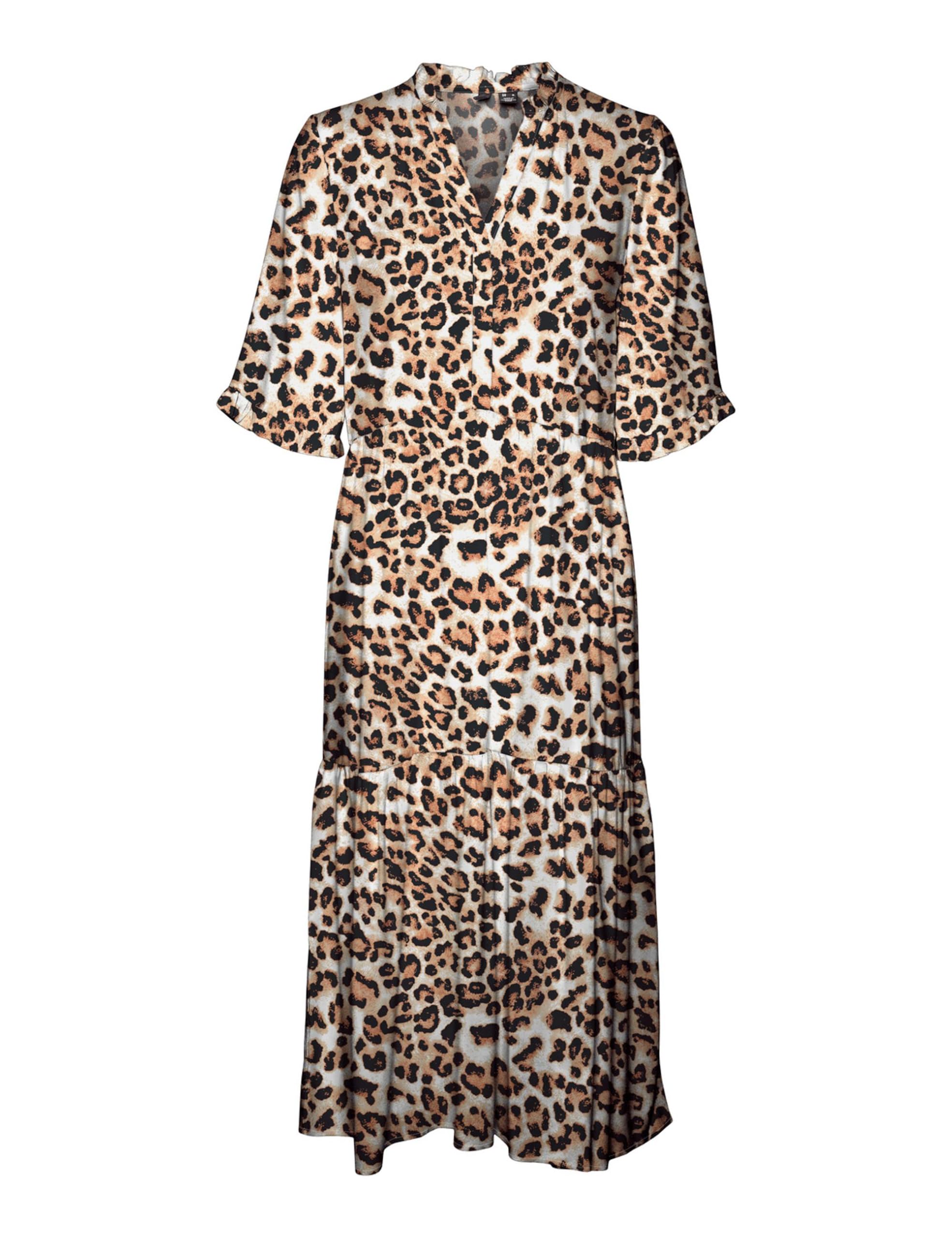Vero Moda Women's Tan/Aop: Leo Midi Dress, M