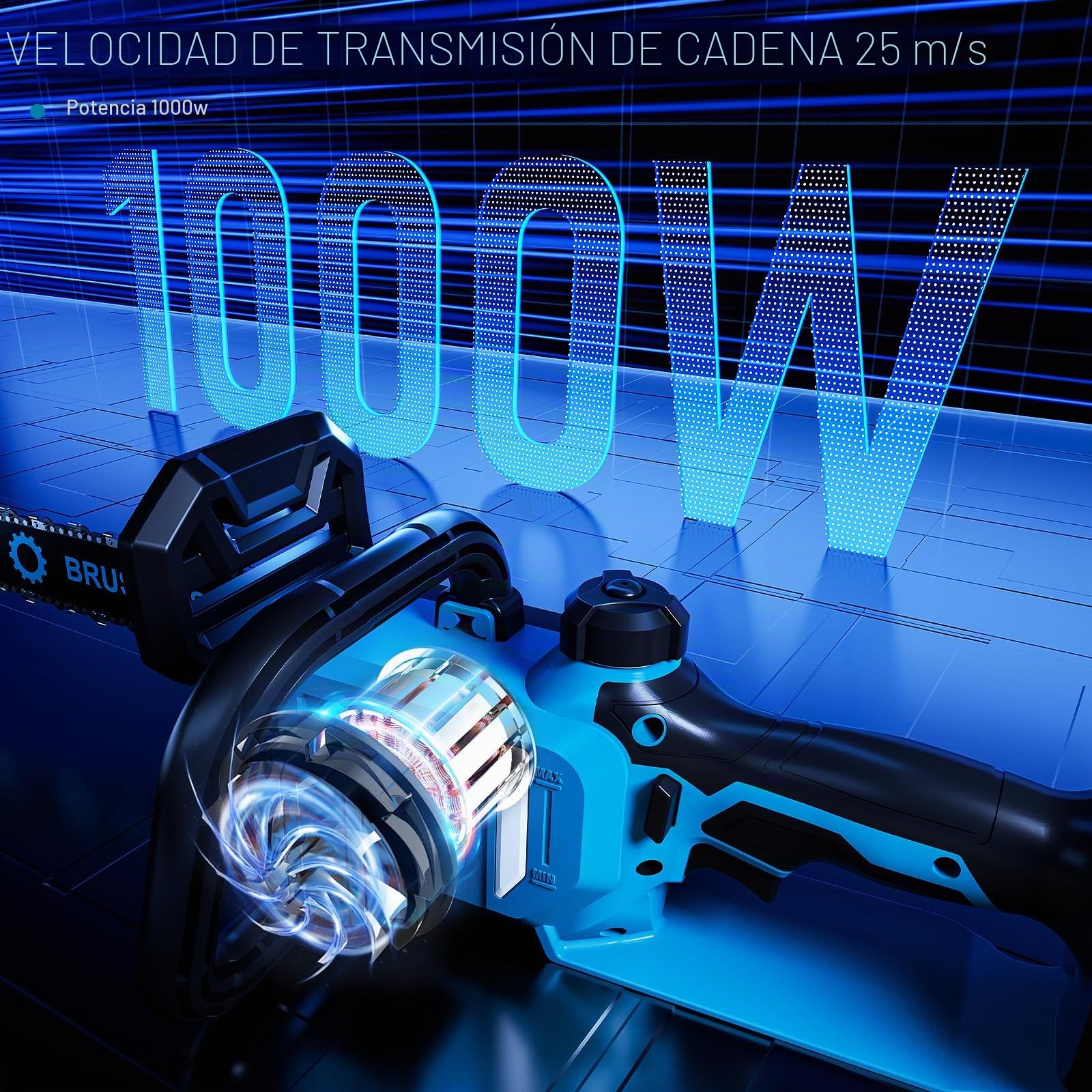 Motosierra eléctrica de 1000 W de 12 pulgadas para Makita de 18 V | sin baterías con candado de seguridad, engrasador automático, sierra de podar, sierra de podar, sierra de cadena eléctrica