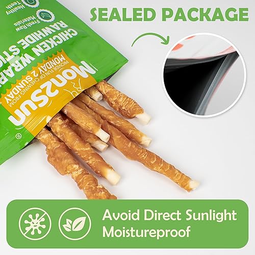 Miniatura 8 de MON2SUN Golosinas para perros, palitos de piel de pollo torcida de cuero crudo de 5 pulgadas, adecuadas para cachorros y perros pequeños, 5 pulgadas