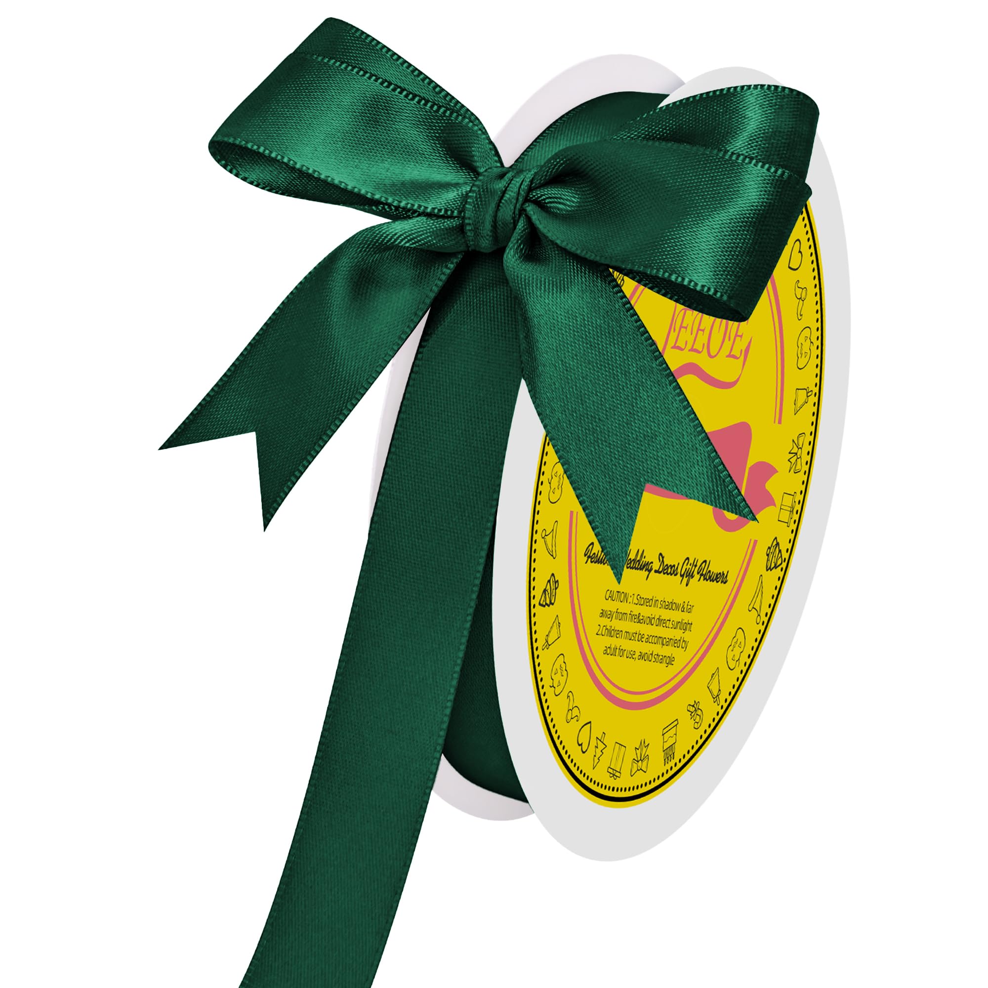 Double Face Spruce Green Satin Ribbon 5/8 inch X 50 Yards Polyester Spruce Green Ribbon for Gift Wrapping Very Suitable for Weddings Party Invitation Decorations and More