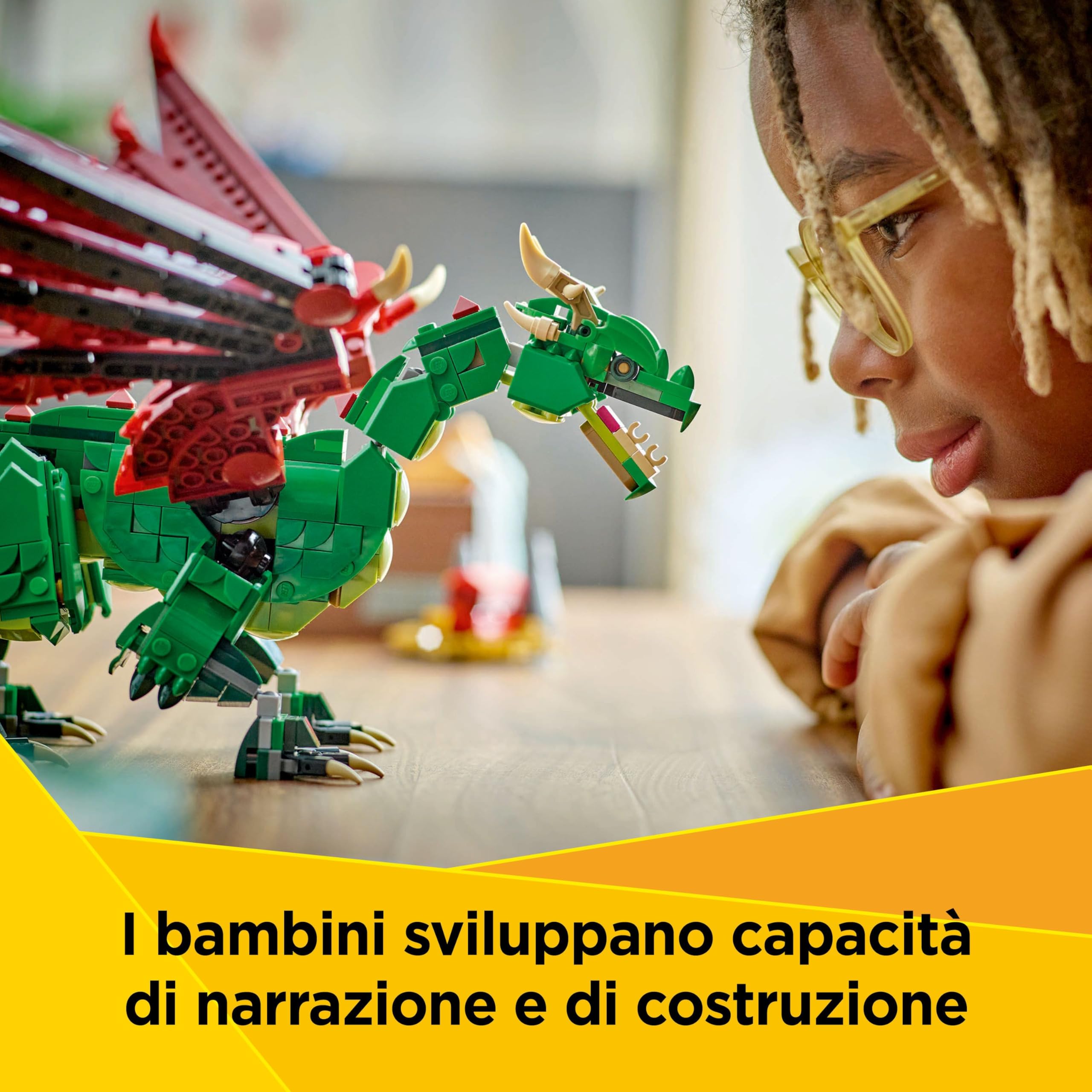 LEGO Creator 3 in 1 Drago Medievale Giocattolo - Si Trasforma in Serpente Marino o in Fenice - Animali da Costruire per Bambini, Bambine, Ragazzi e Ragazze da 9 Anni - Idea Regalo di Compleanno 31161