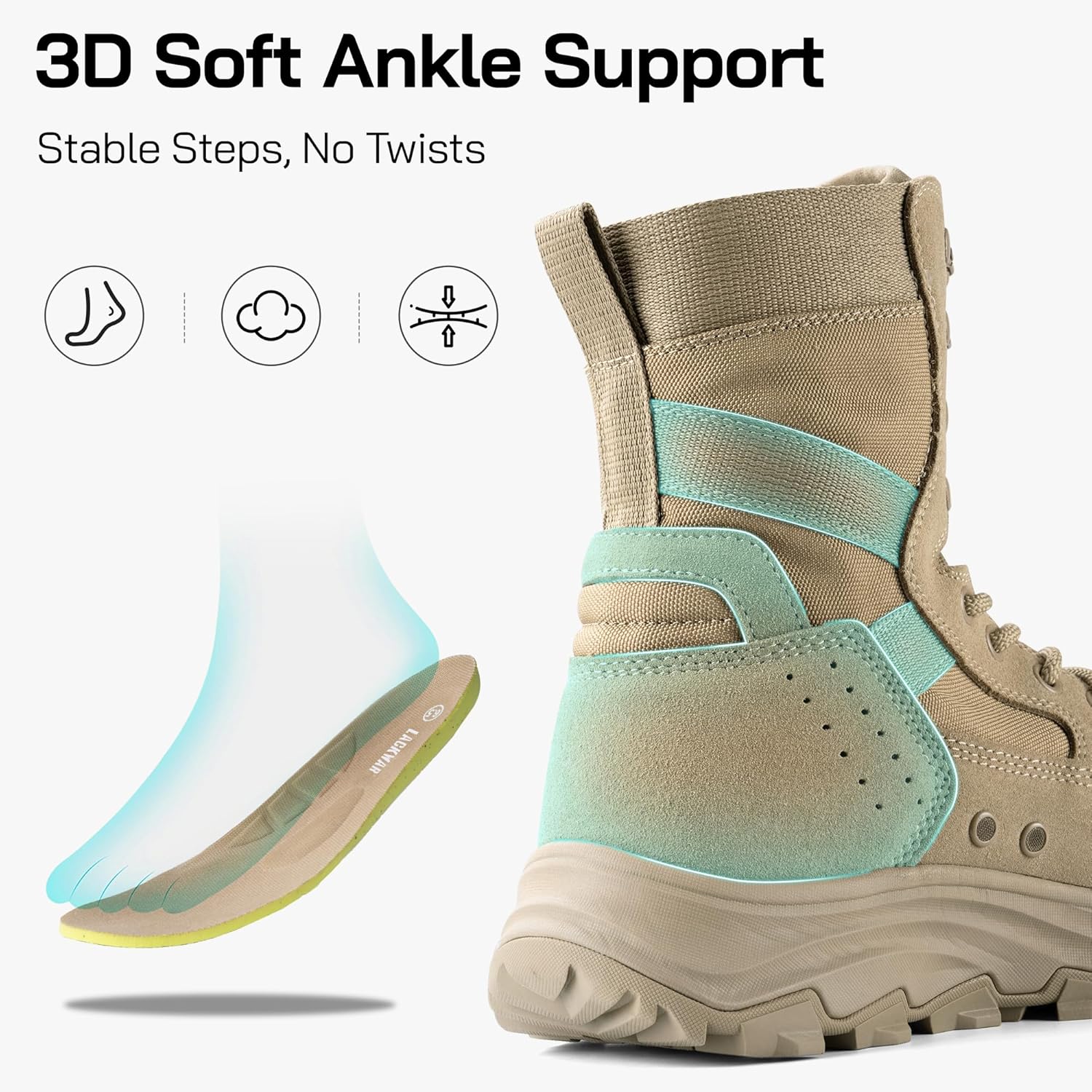 Women's 8 Inch Hiking Tactical Combat Boot Waterproof Military Work Boots Lightweight Military Boots Non Slip Ankle Support Outdoor Boots for Women
