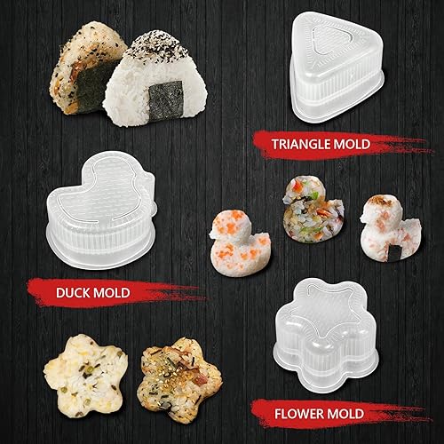 Vista 5 de Set de máquina de sushi HI NINGER, kit de máquina de sushi de 24 piezas para principiantes para hacer su propio sushi. Puede usarse como plato