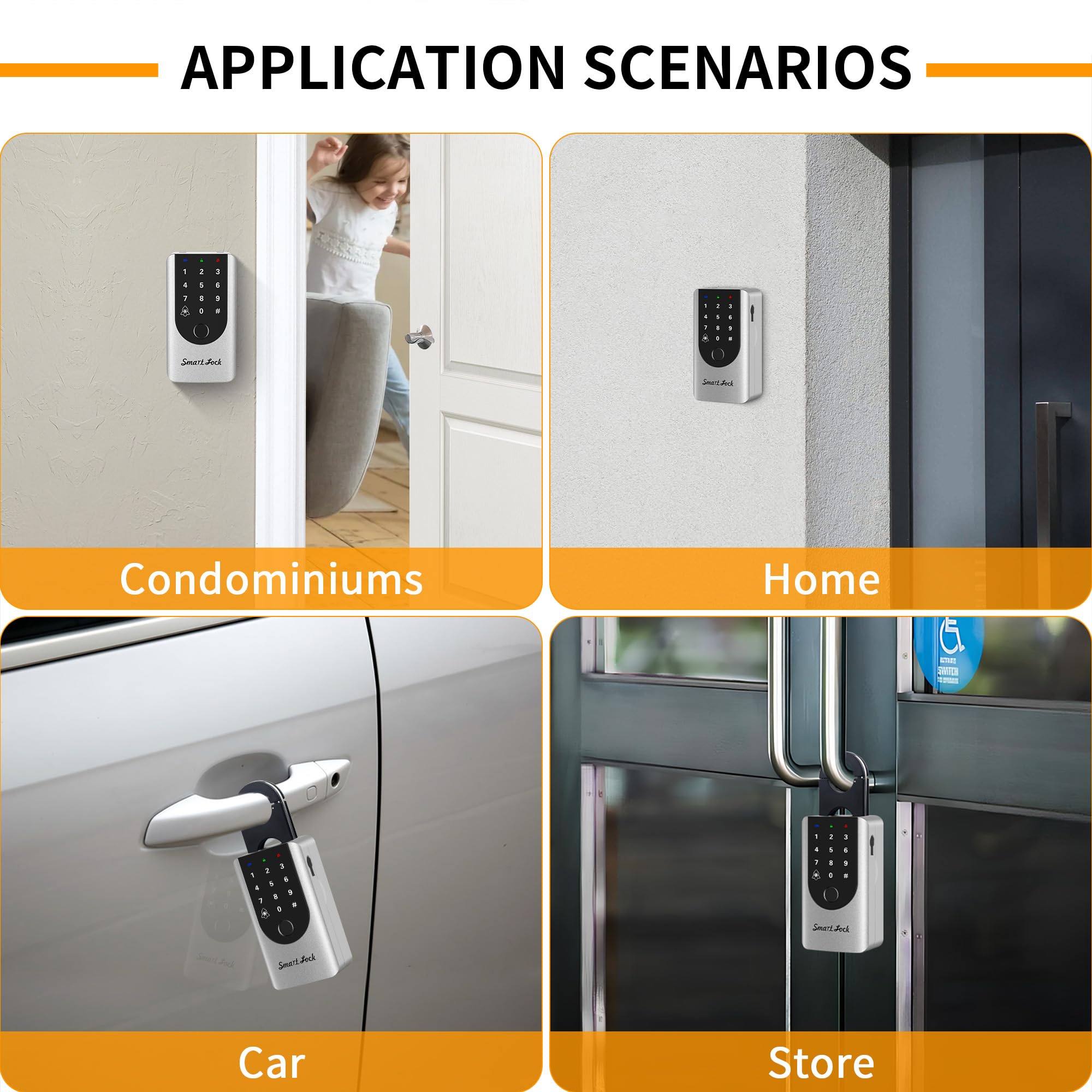 Cassetta di sicurezza per chiavi da parete, con app e impronte digitali, impermeabile IP66, con campanello integrato, scatola intelligente per chiavi di casa, auto, per esterni (argento)
