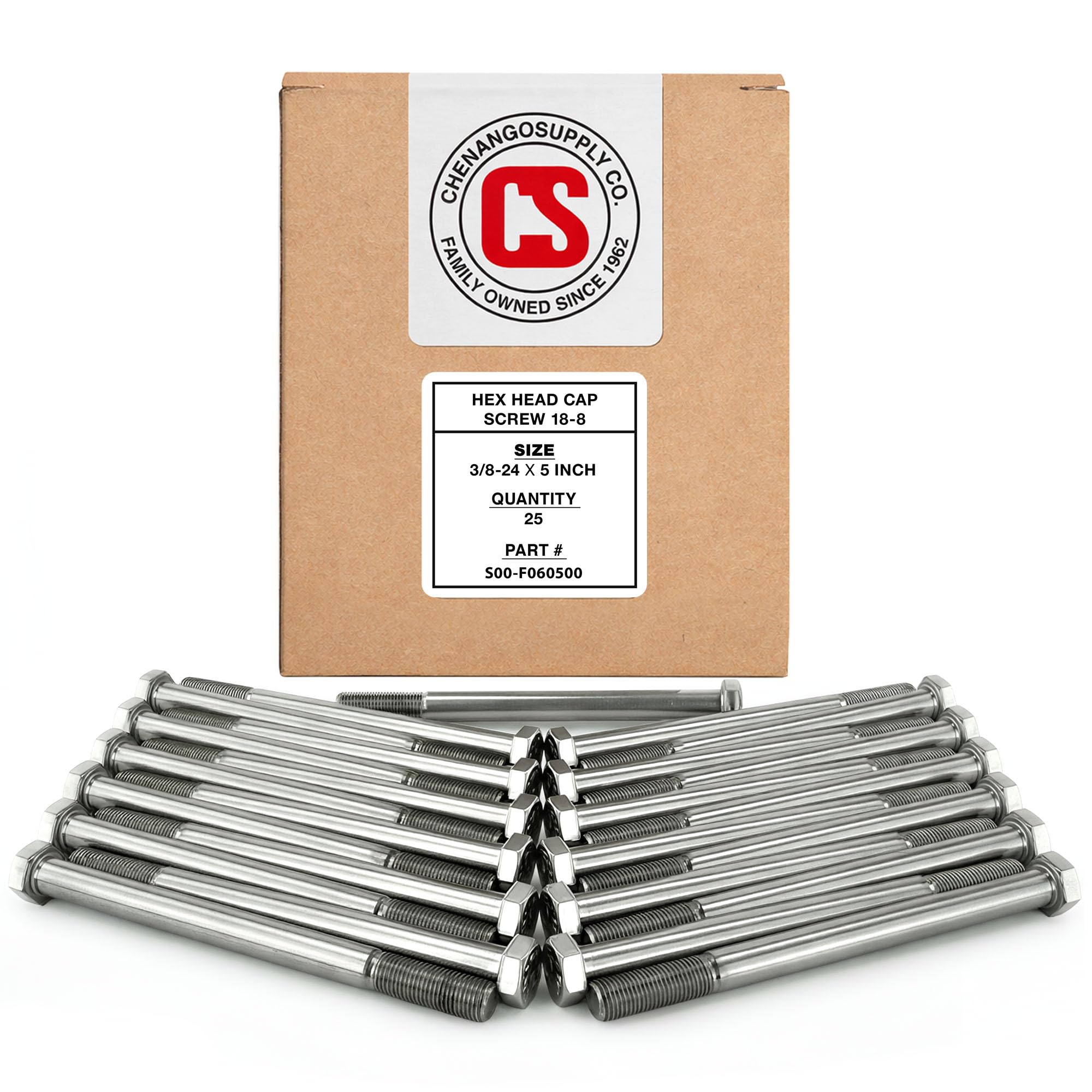 Boulons à tête hexagonale 3/8-24 anti-desserrage, vis pas fin 5" inox contre les vibrations