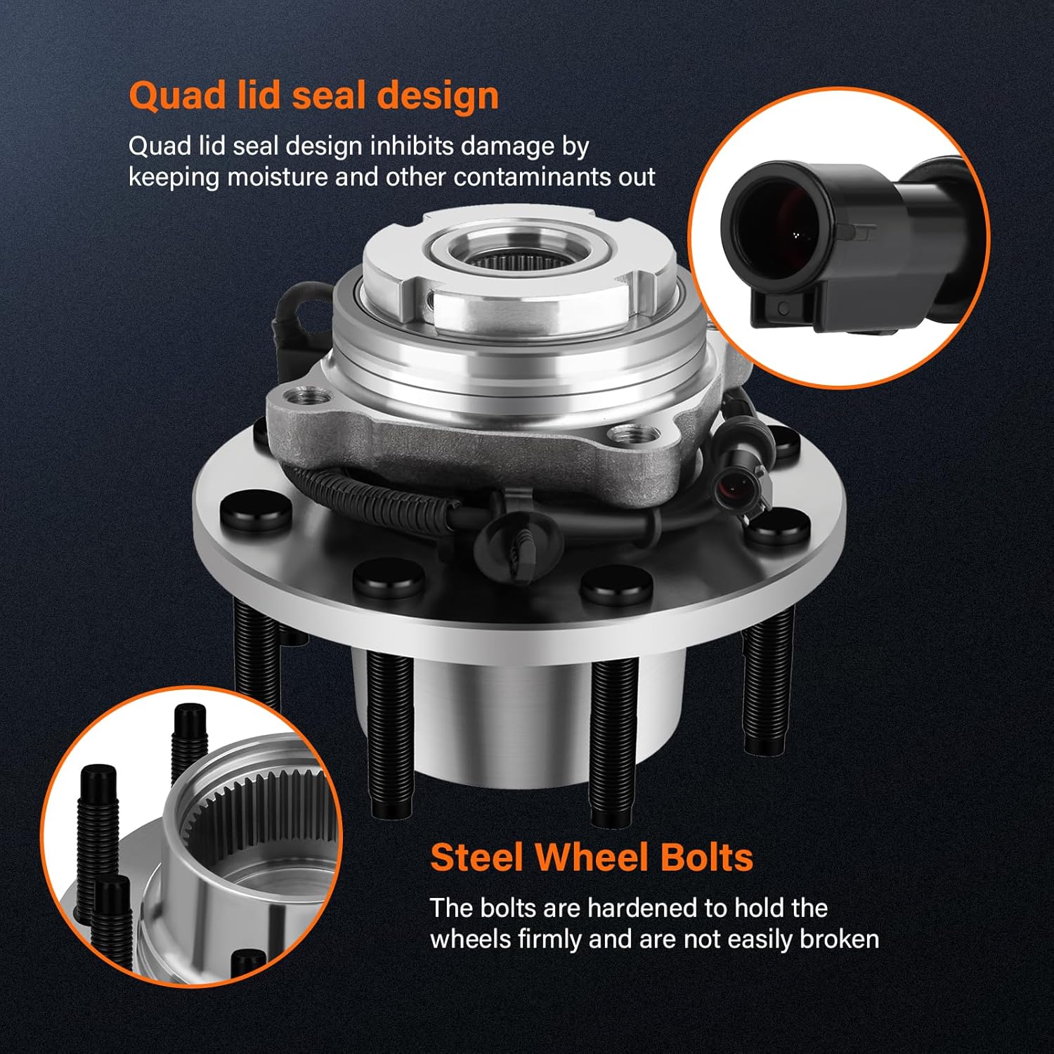 OCPTY Wheel Bearing Hub Assembly For Ford Excursion 2000-2002, For Ford F-250 Super Duty 1999-2004, For Ford F-350 Super Duty 1999-2004 515020 Front Bearing Assembly W/ABS 8 Lugs