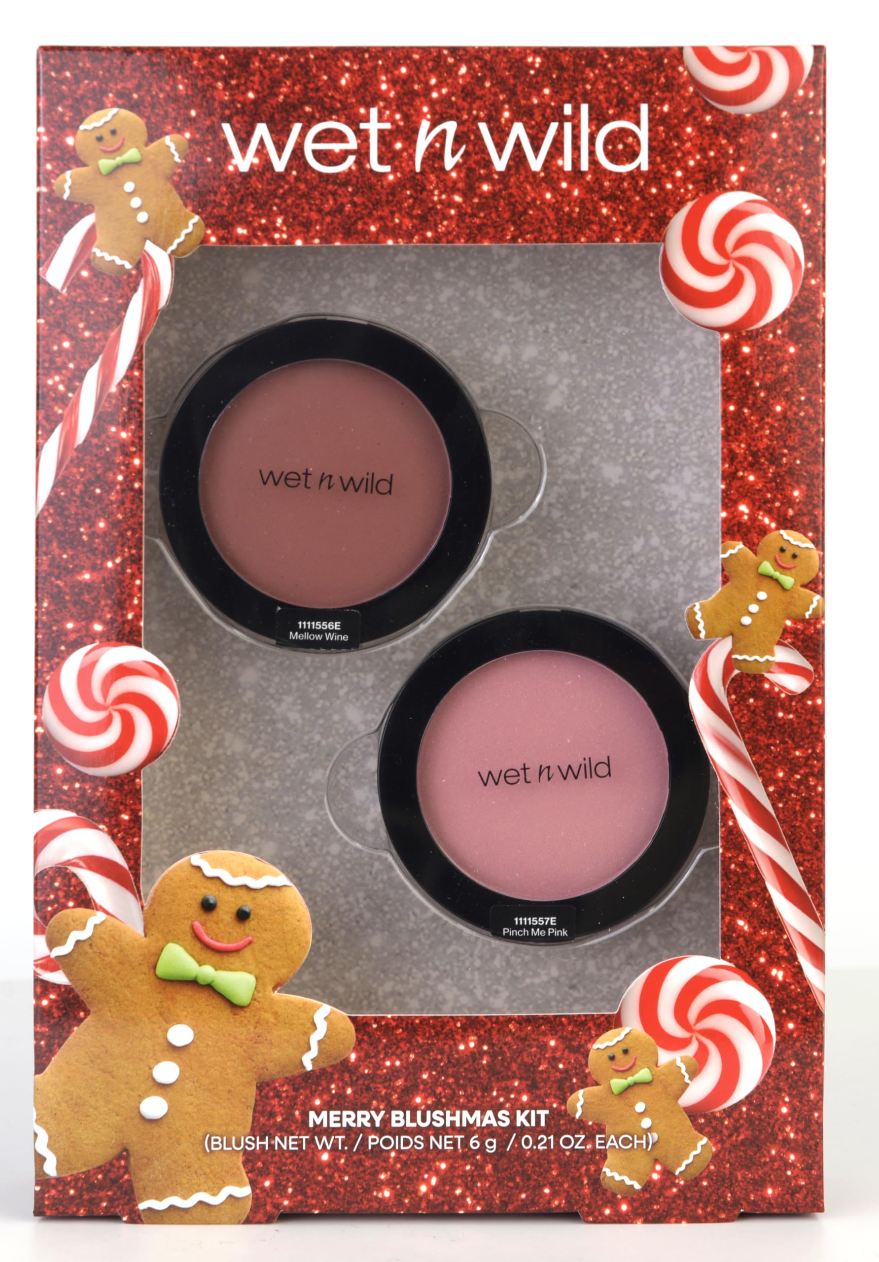 Wet n Wild Merry Blushmas Set, Caja de Maquillaje con 2 Blush en Crema y Iluminador