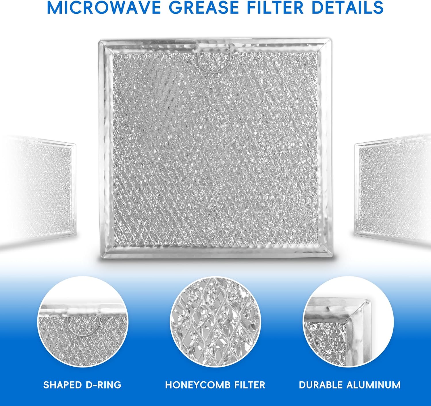 Microwave Grease Filter Replacement, Compatible with GE WB02X11534 & Samsung DE63-00666A, Used to Freshen Kitchen Air, Alumium, Reusable(2 Pack)
