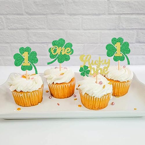 Miniatura 7 de 24 decoraciones para cupcakes con trébol de cuatro hojas, trébol de trébol, decoración para tartas de San Patricio para decoración de fiesta de
