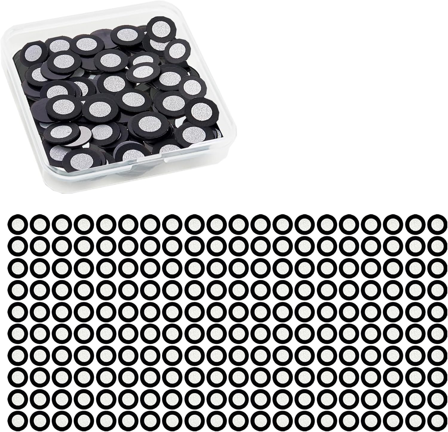 ‌Gloxyuni 200 PCS (3mm Inner/6mm Outer) Reusable High-Reflectivity Magnetic 3D Scanning Fiducial Markers – Magnetic Target Dots for 3D Scanning & Alignment