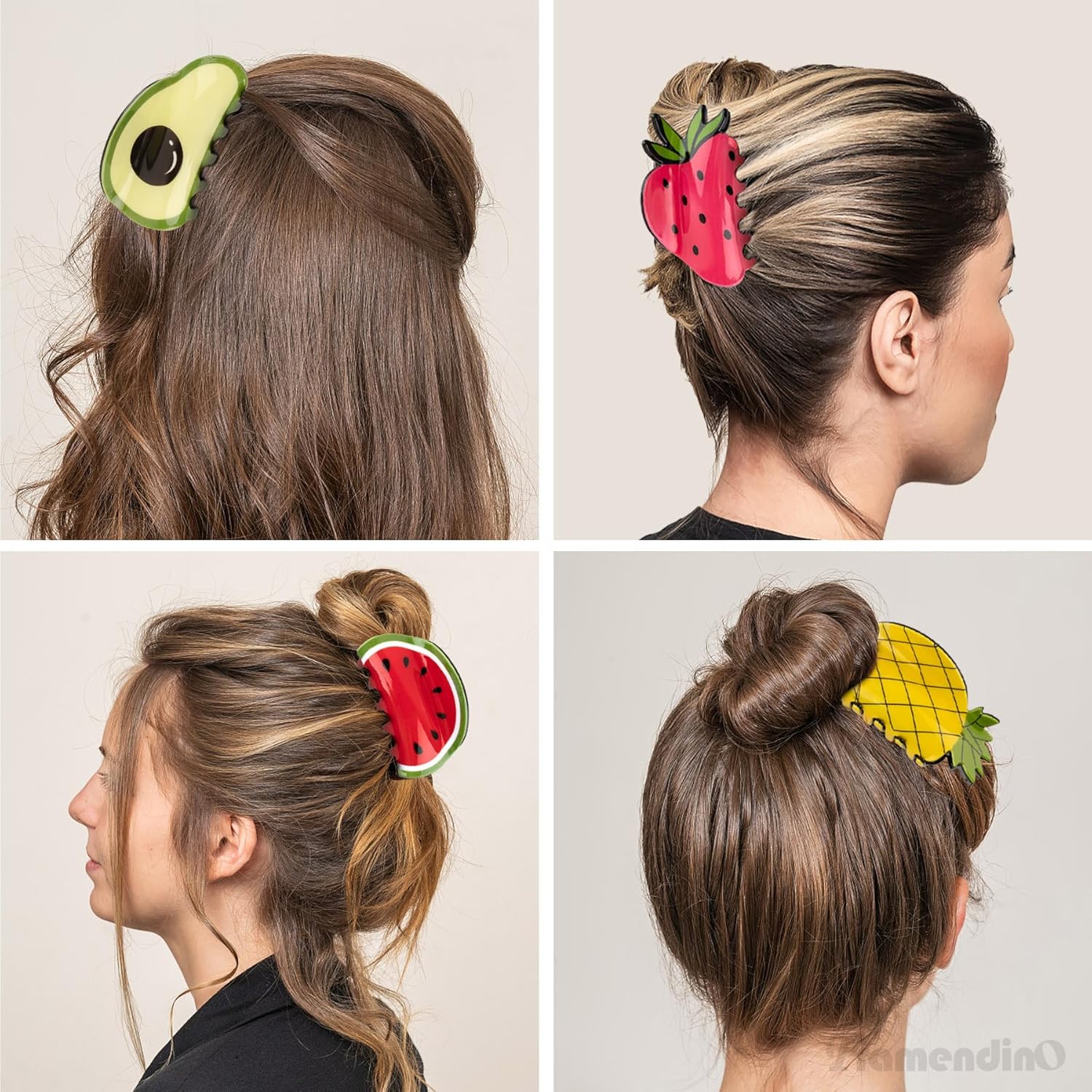 Framendino, 5 Pack Fruit Shape Hair Claw Clips Vegetable Watermelon Strawberry Pineapple for Thick Women - Image 8