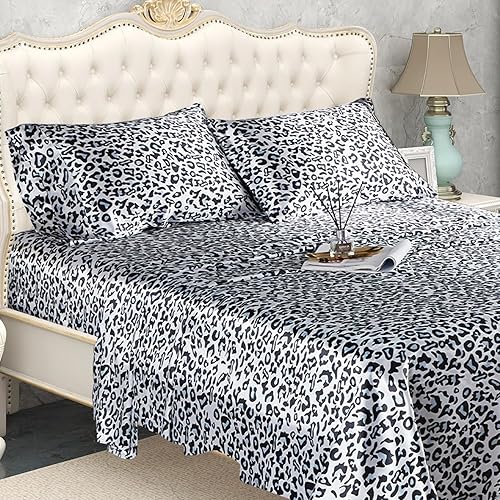 Miniatura 1 de ROOYE Juego de sábanas de satén de tamaño California King, 4 sábanas de satén sedoso, 1 sábana bajera de satén, 1 funda de almohada, refrescante,