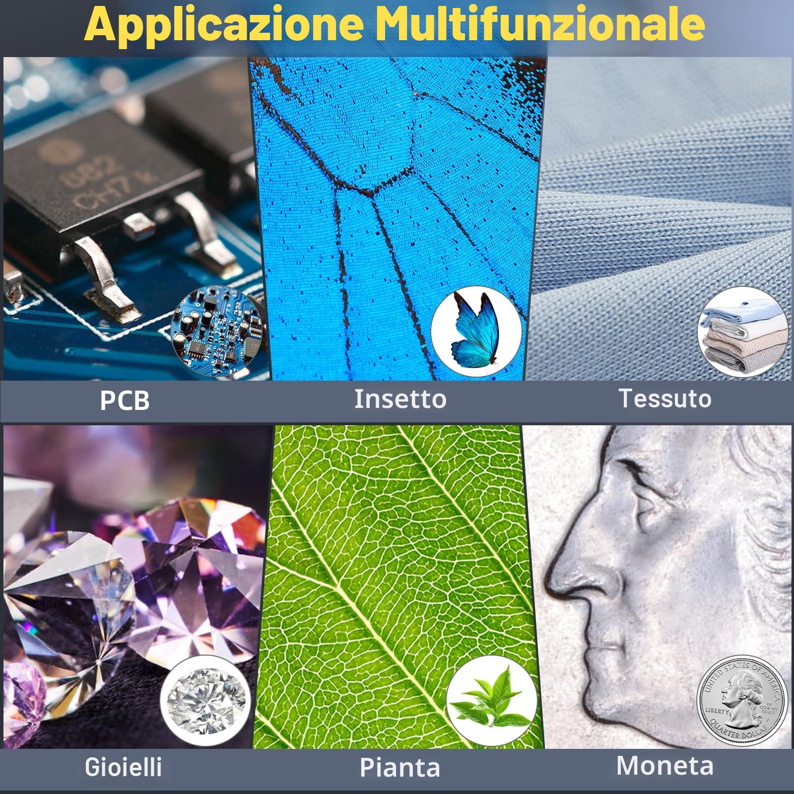 Microscopio portatile 500x per adulti/bambini, microscopio Ahalfcit con schermo IPS da 3,0 pollici con 8 luci LED regolabili, microscopio digitale ricaricabile, compatibile con PC View - Nero