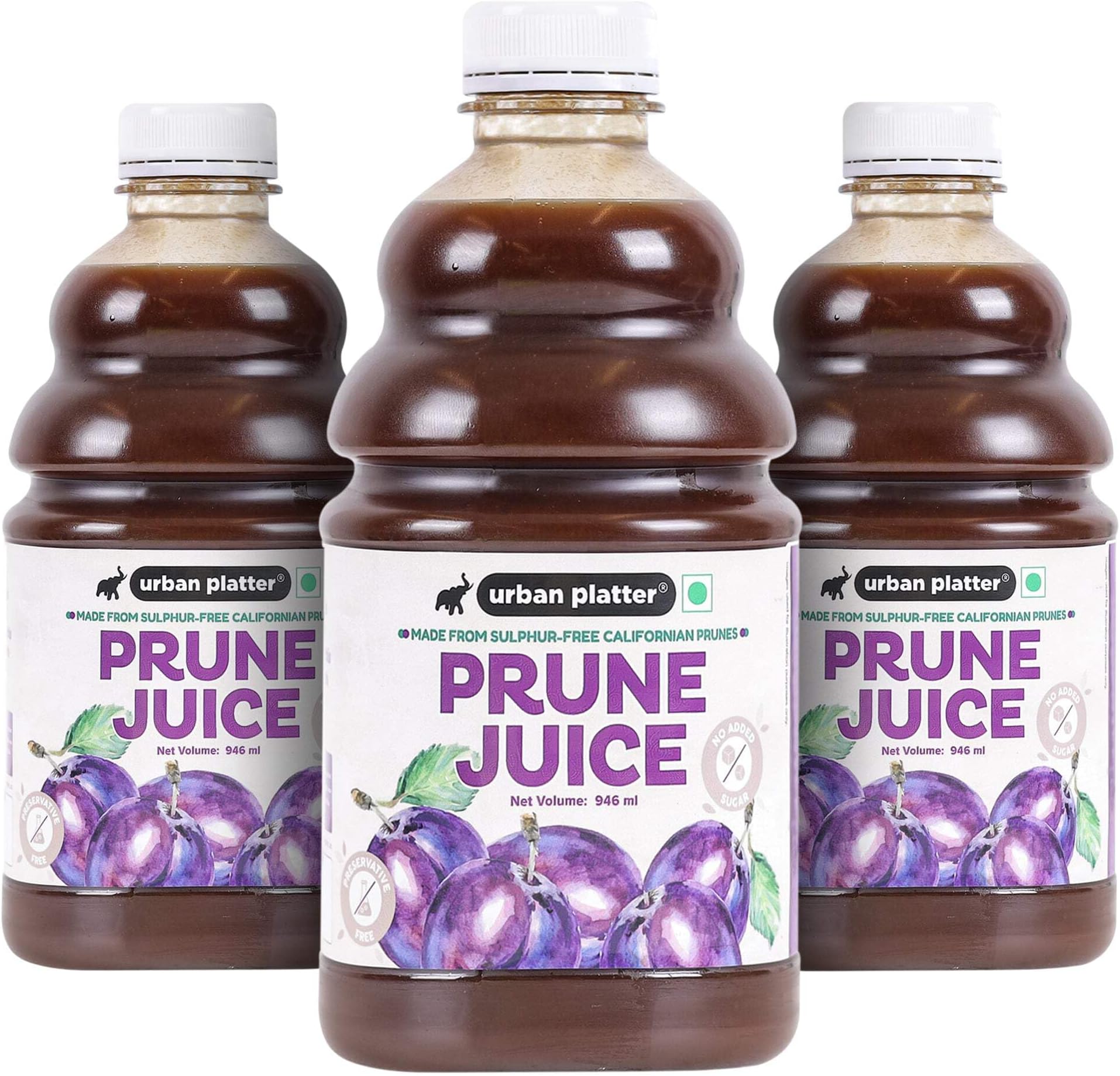 Urban Platter Prune Juice, 946ml (Pack of 3)(No preservatives, No Added Sugar)
