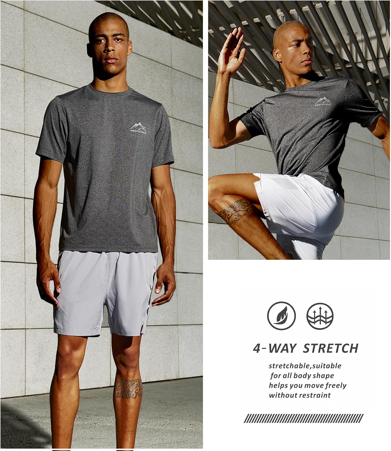 NORTHYARD Men's UPF 50+ Sun Protection Shirts Swim SPF UV Quick Dry Short Sleeve T-Shirts for Athletic Fishing Rash Guard - Image 5