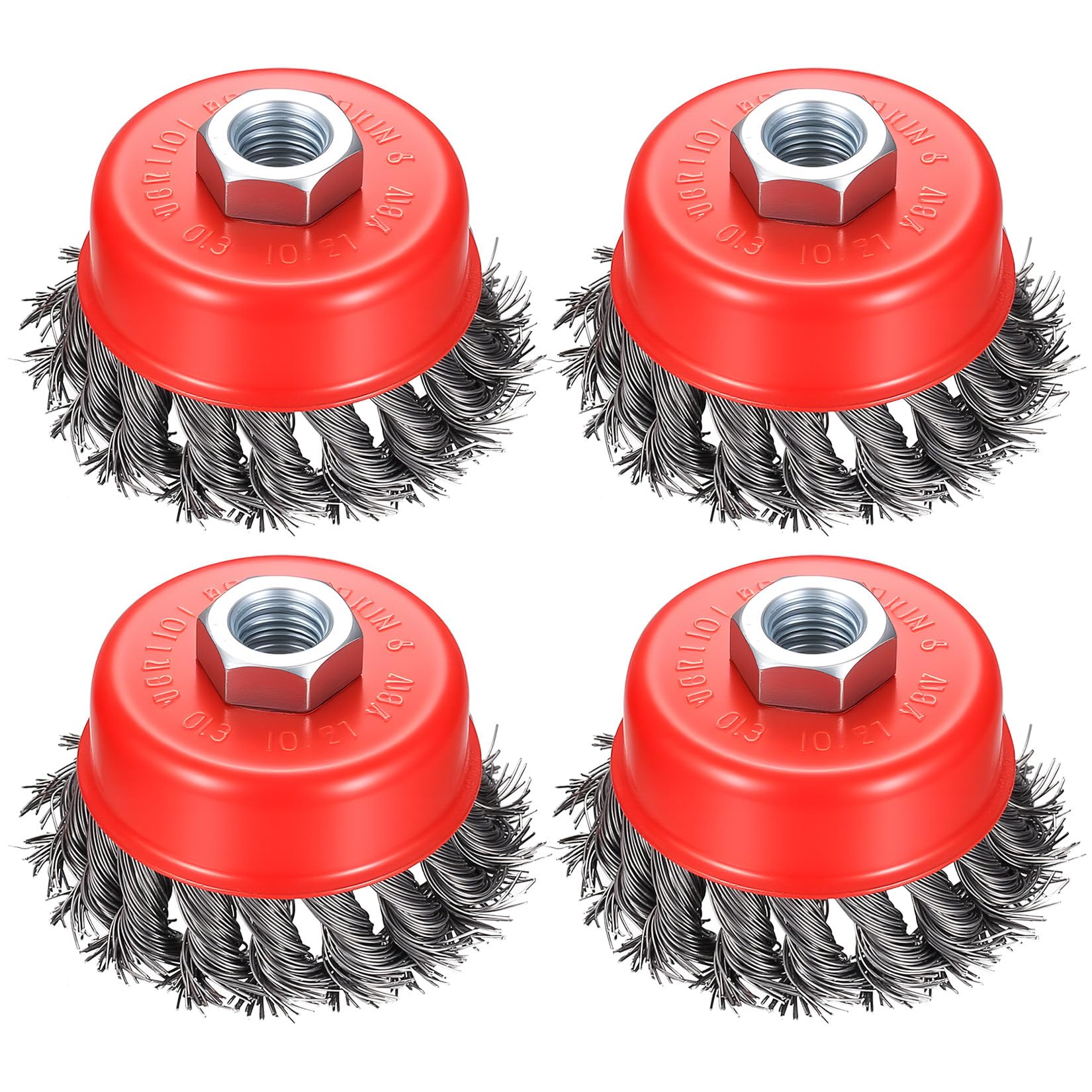 4 x Drill Wire Brush for Angle Grinder, 75 mm Wire Brush for Drill with M14 Models, Brushes for Polishing Drills, Grinding, Deburring and Rust Removal