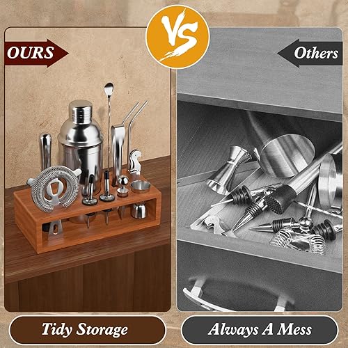 Miniatura 6 de Vabaso 20-Piece Bartender Kit with Stand, Cocktail Shaker Set for Home Bar, 25oz Professional Stainless Steel Bar Tool Set with Cocktail Recipes