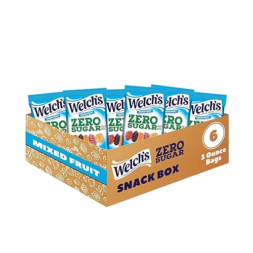 Welch's Zero Sugar Fruity Bites, Mixed Fruit Snack Box, Gluten Free & Sugar Free Snacks, 3oz Snack Packs (Pack of 6)