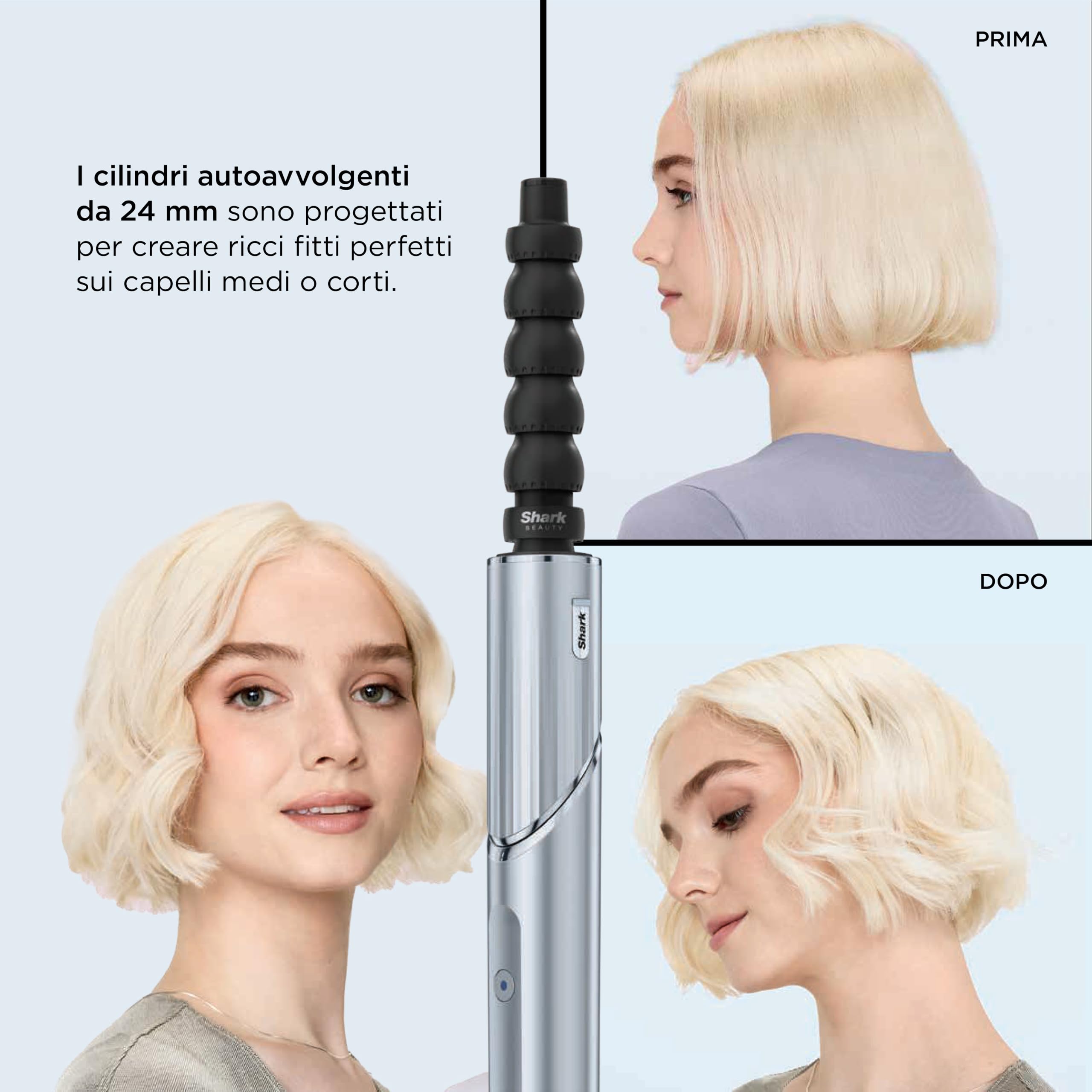 Shark FlexStyle, Styler e Asciugacapelli 6in1, Limited Edition Blu Ghiaccio | Phon Arricciacapelli, Lisciante, Volumizzante, Diffusore, Concentratore Evita Danni da Calore, Modello HD476WHEU