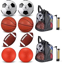 Liliful 8 Pcs Sport Balls Set Multi Back to School Official Size Soccer Basketball Football Playground PE Equipment with Pump Mesh Bag for Kids Teens Boys Girls Gifts Game Party Toys