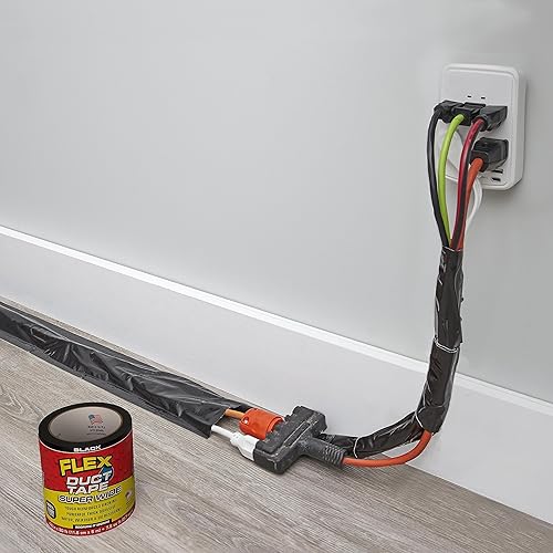 Miniatura 5 de Cinta adhesiva flexible, súper ancha, 4.6 pulgadas x 20 pies, negro, resistente, multisuperficie, resistente al agua, a la intemperie y a los rayos