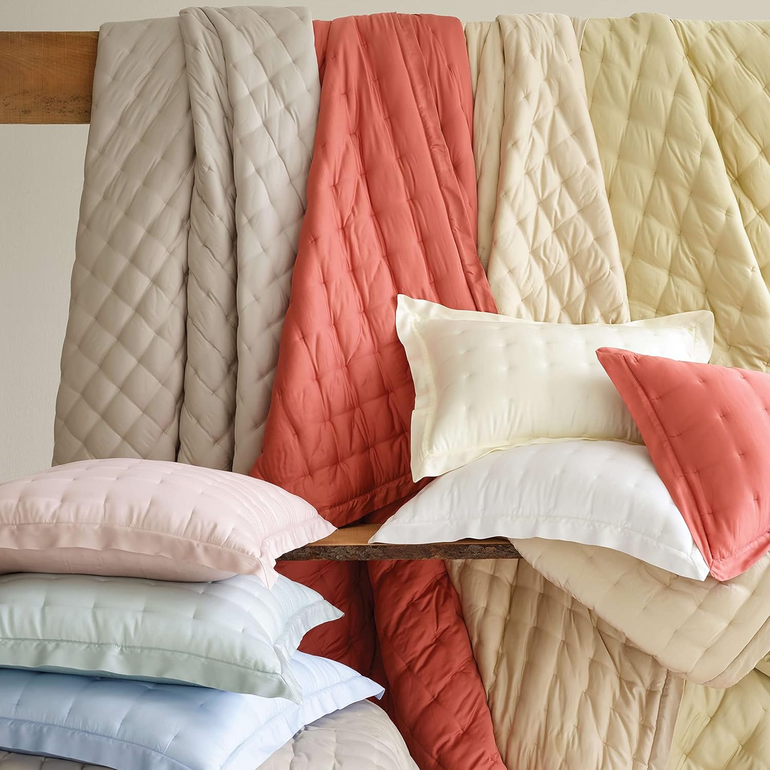 Pine Cone Hill Silken Solid Ivory Puff Blanket, Full/Queen Size, Ivory Solid Pattern