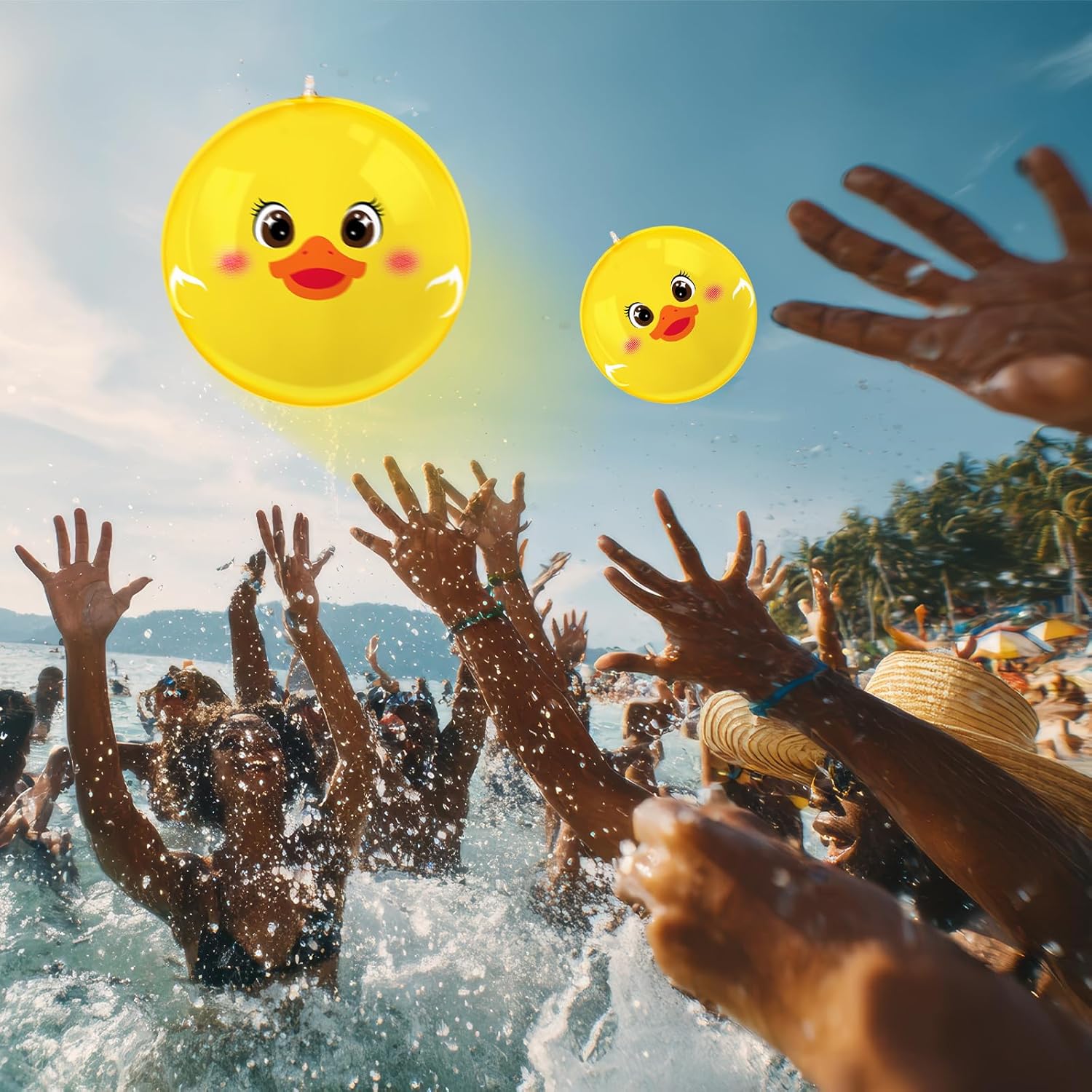 12 Pack Rubber Duck Beach Balls 11" Inflatable Duck Beach Balls for Rubber Ducky Party Decorations Pool Water Games Gifts