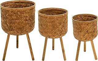 12 Front Porch Planter Ideas to Boost Curb Appeal on Any Budget 125 Set of 3 Bamboo Pot Planter with Stand – Modern Wooden Planters with Sta...