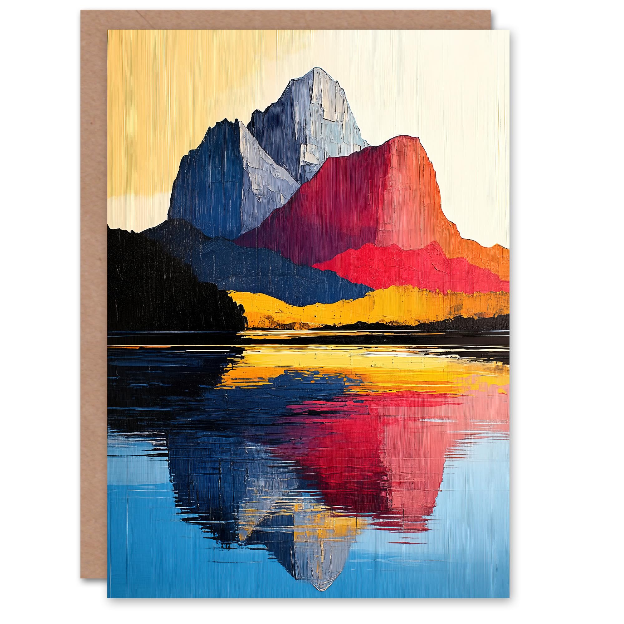Artery8 Greeting Card Mount Assiniboine Abstract Mountain Lake Landscape Blank For Him Or Her Art Birthday Card