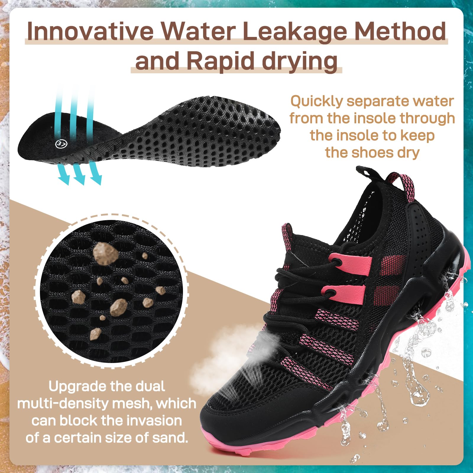 ziitop Womens Hiking Water Shoes for Women Quick Dry Outdoor Sport Sneakers Non Slip Lightweight Breathable Summer Trekking and Walking Climbing Shoe