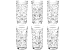 Bekith Vintage Drinking Glasses: 6-Pack Romantic Water Tumblers