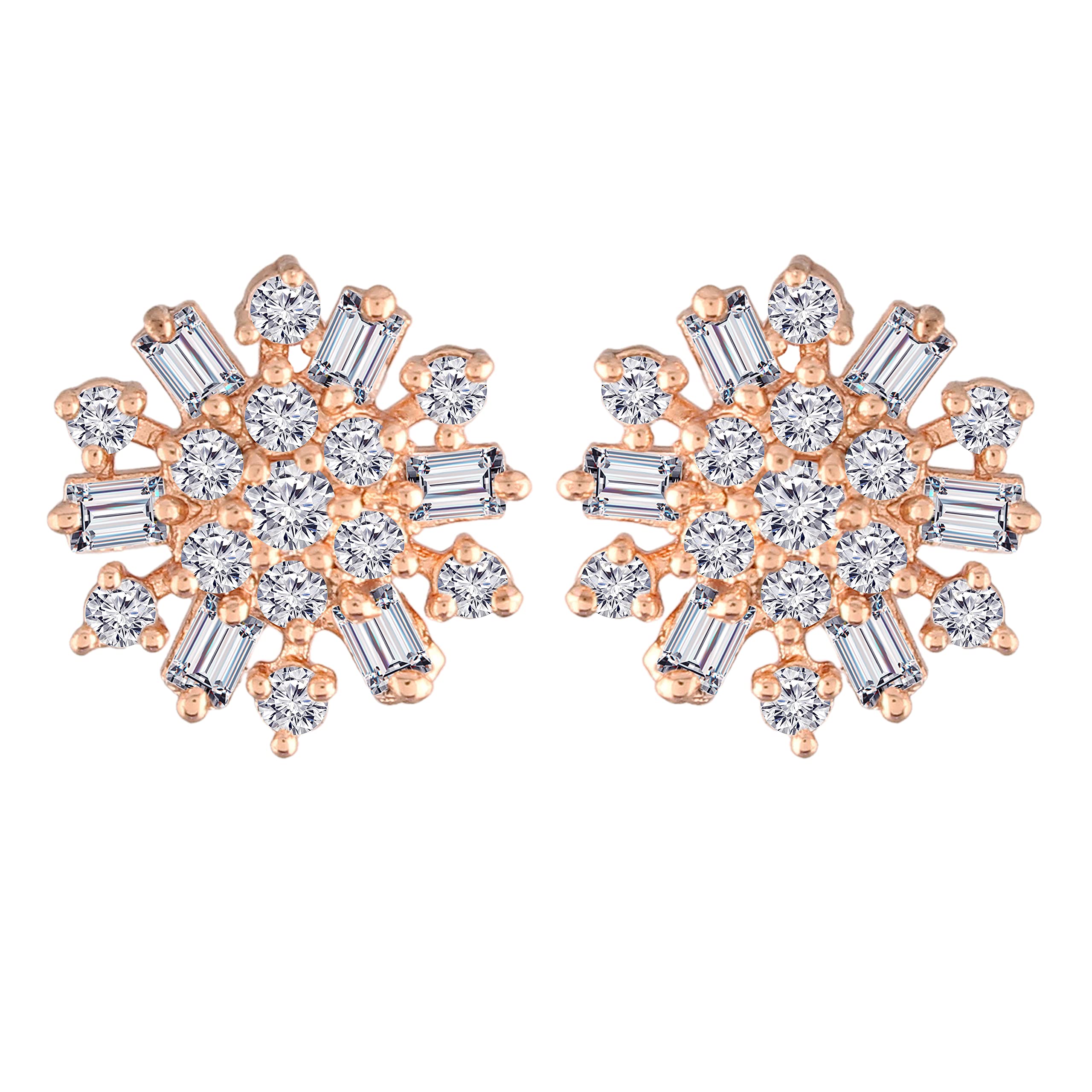 I Jewels Stylish Latest Fashion Rose Gold Plated Cubic Zirconia American Diamoand Floral Stud Earrings For Women/Girls (E2890) (B09GM855HQ) Amazon Price History, Amazon Price Tracker
