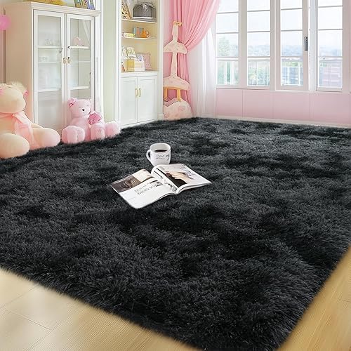 Miniatura 85 de Alfombras de área de 6 x 9 pies para sala de estar, alfombra azul grande y esponjosa para dormitorio, alfombras suaves y peludas para dormitorio de