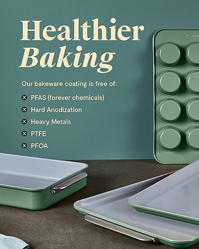 Miniatura 6 de Caraway Juego de utensilios de cerámica antiadherente para hornear (5 piezas)  bandejas para hornear surtidos y almacenamiento  Cuerpo de acero