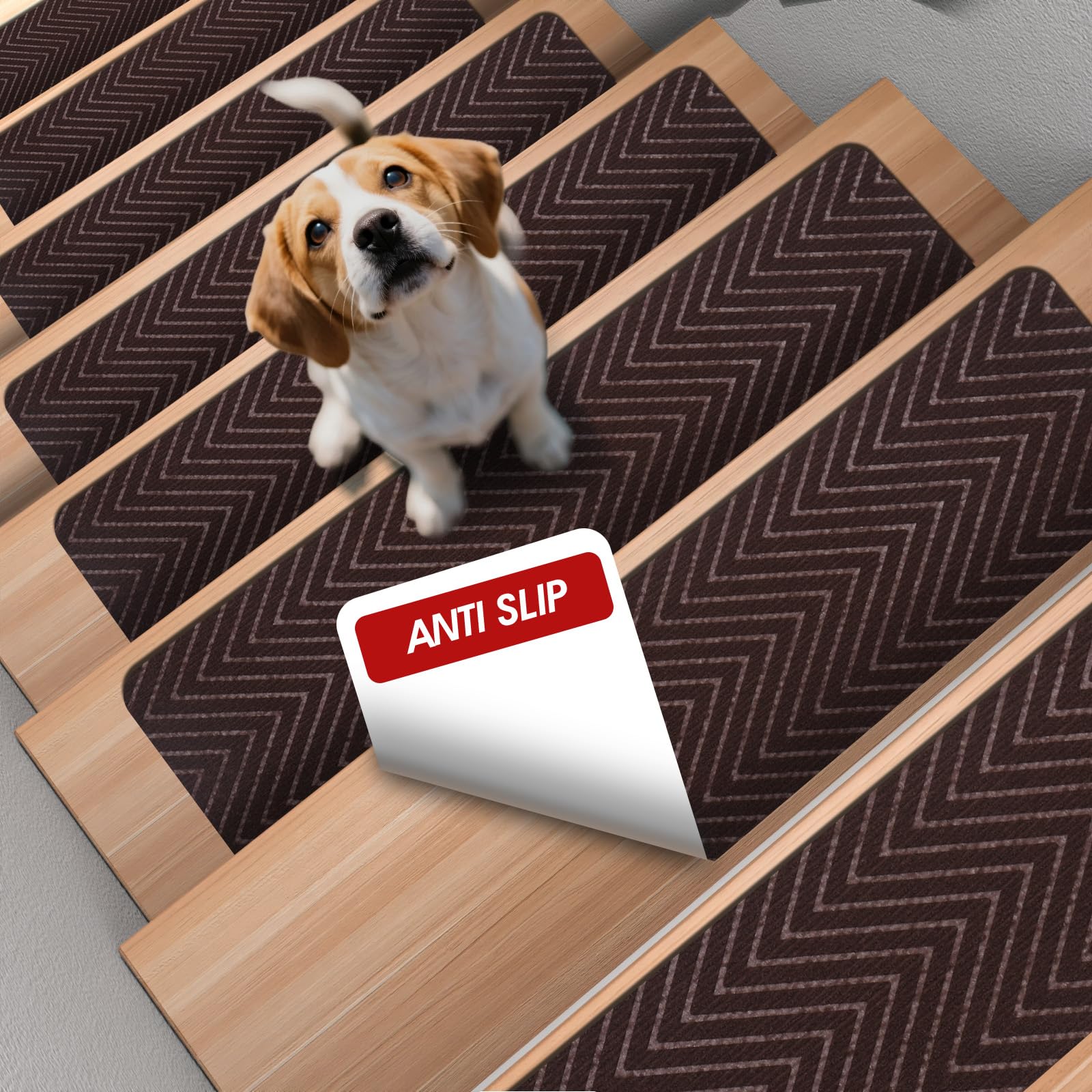 Jorviz 15-Pack Non-Slip Carpet Stair Treads for Wooden Steps